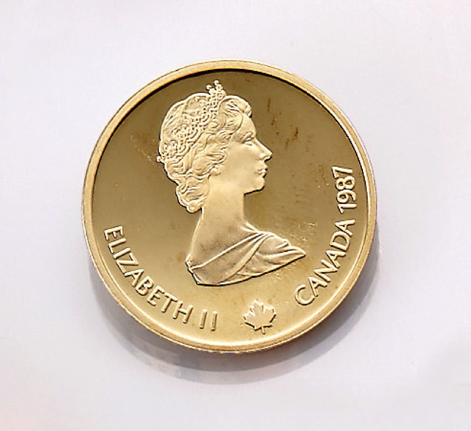 Goldmünze, 100 Dollars, Canada, 1987, Elizabeth II., Calgary 1988Gold coin, 100 Dollars, Canada,