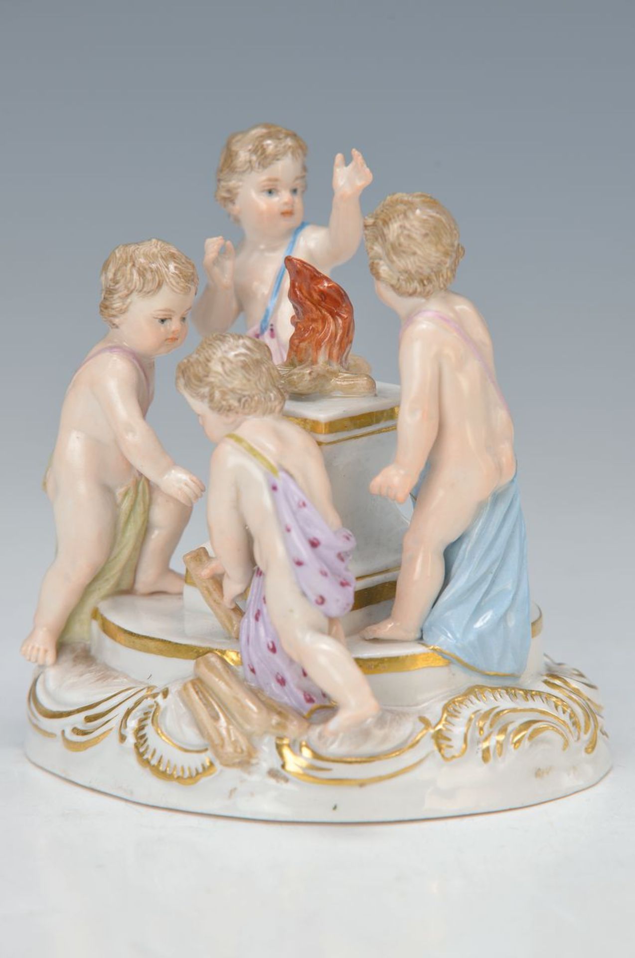 Porzellangruppe, Meissen, um 1880, Entwurf um 1756, Allegorie auf die Jahreszeiten, bunt