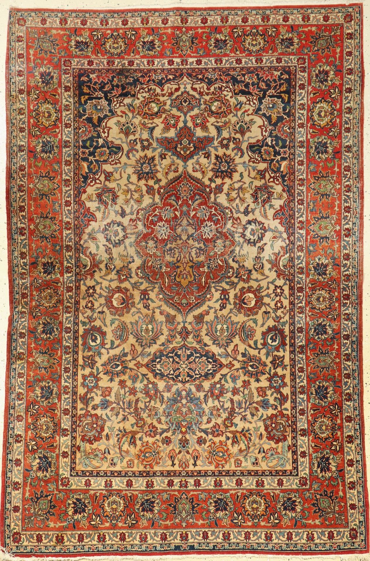 Esfahan "Shooreshi" alt, Persien, um 1920, Korkwolle auf Baumwolle, ca. 211 x 138 cm, EHZ: 5 (