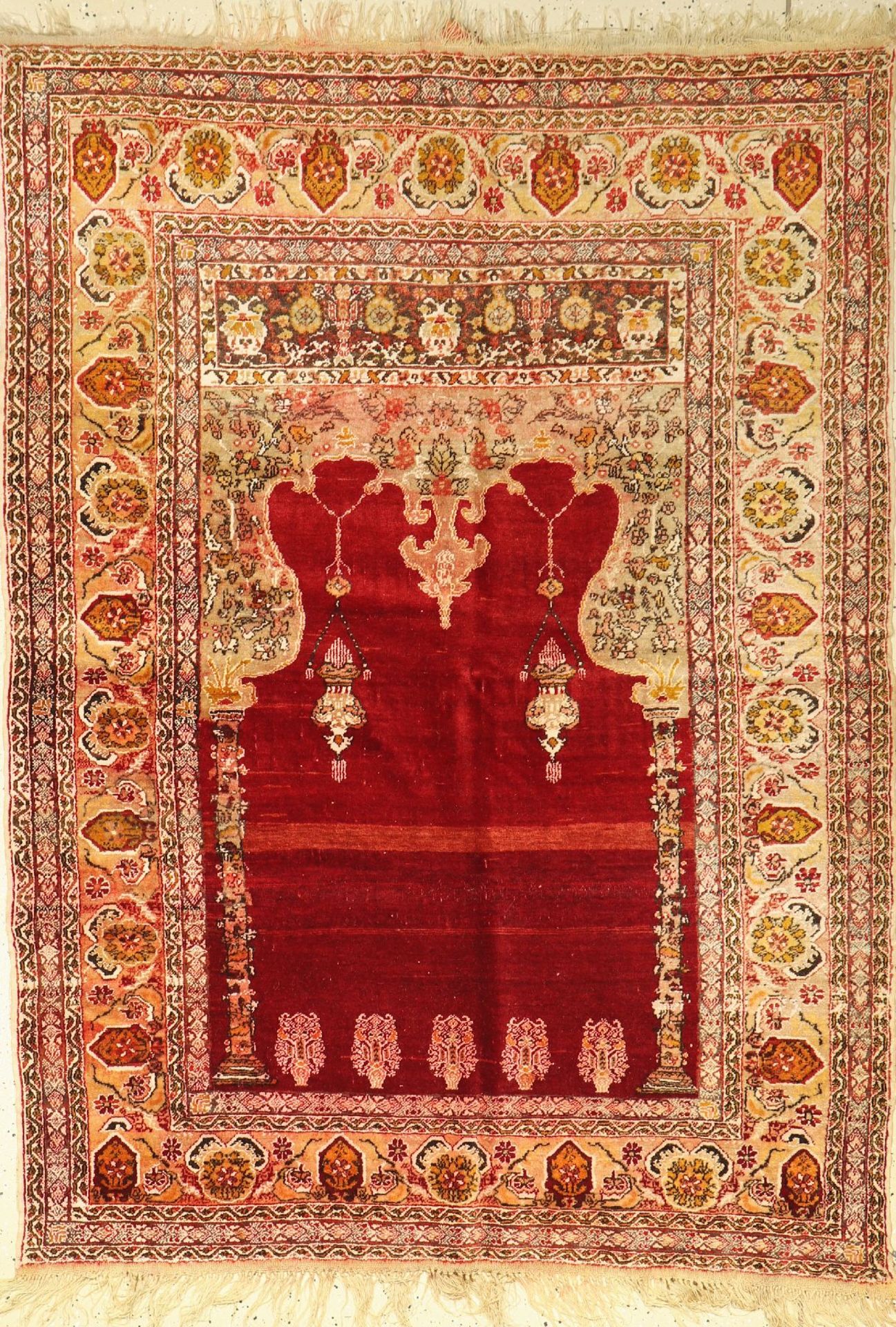 Anatolischer Gebetsteppich, alt, Türkei, um1930, Wolle auf Wolle, ca. 191 x 141 cm, EHZ: 4