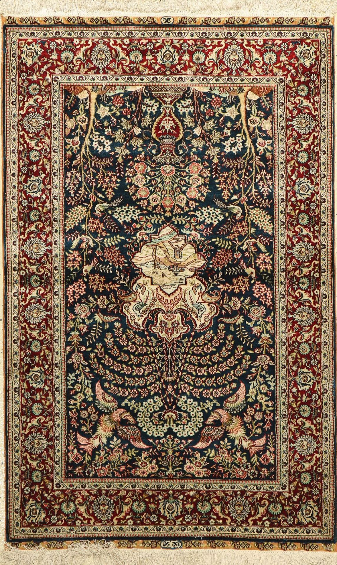 Seiden Keschan, China, ca. 30 Jahre, reine Naturseide, ca. 127 x 79 cm, EHZ: 2Silk Kashan, China,