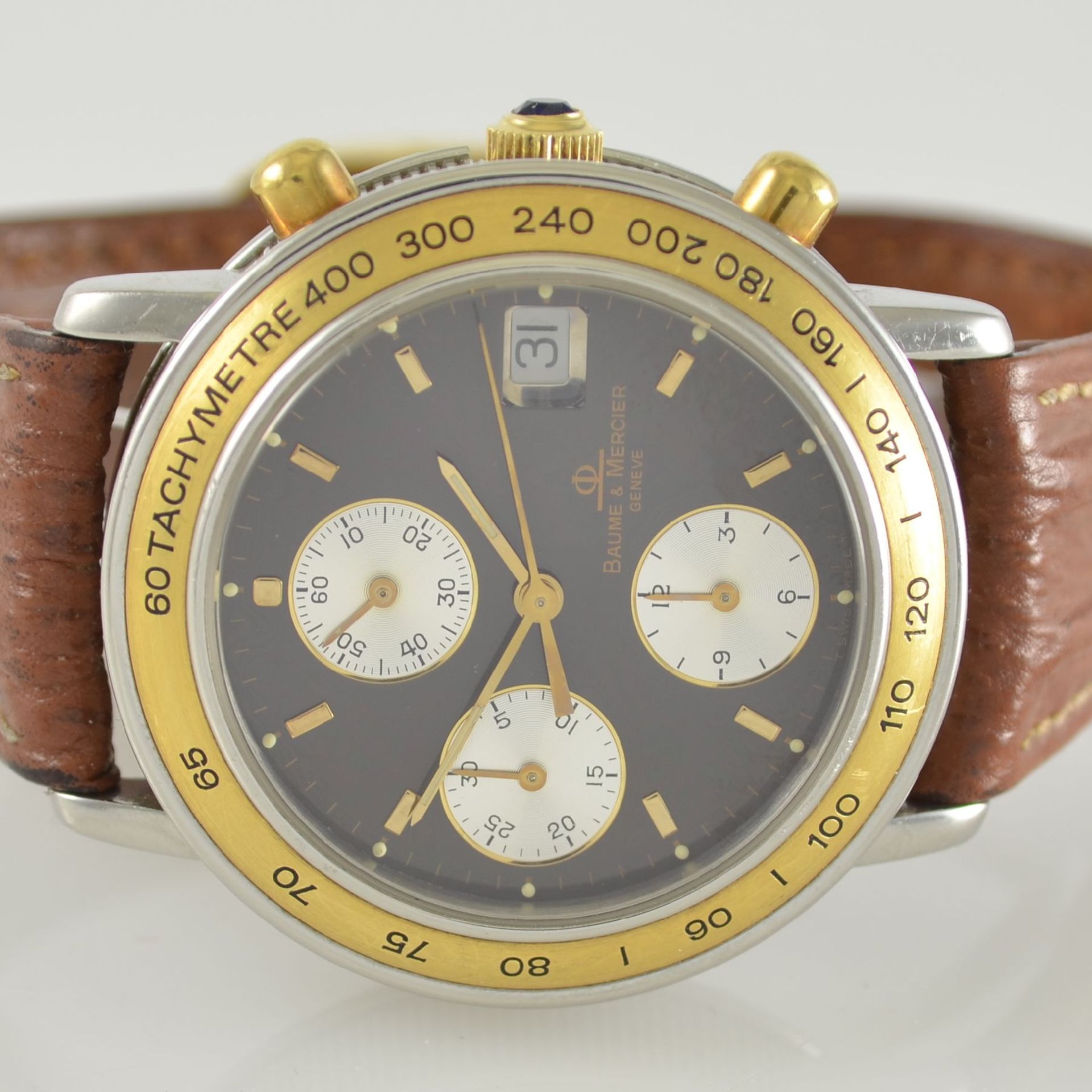 BAUME & MERCIER Armbandchronograph, Schweiz um 1990, Automatik, Edelstahl/Gold kombiniert inkl. - Bild 2 aus 6