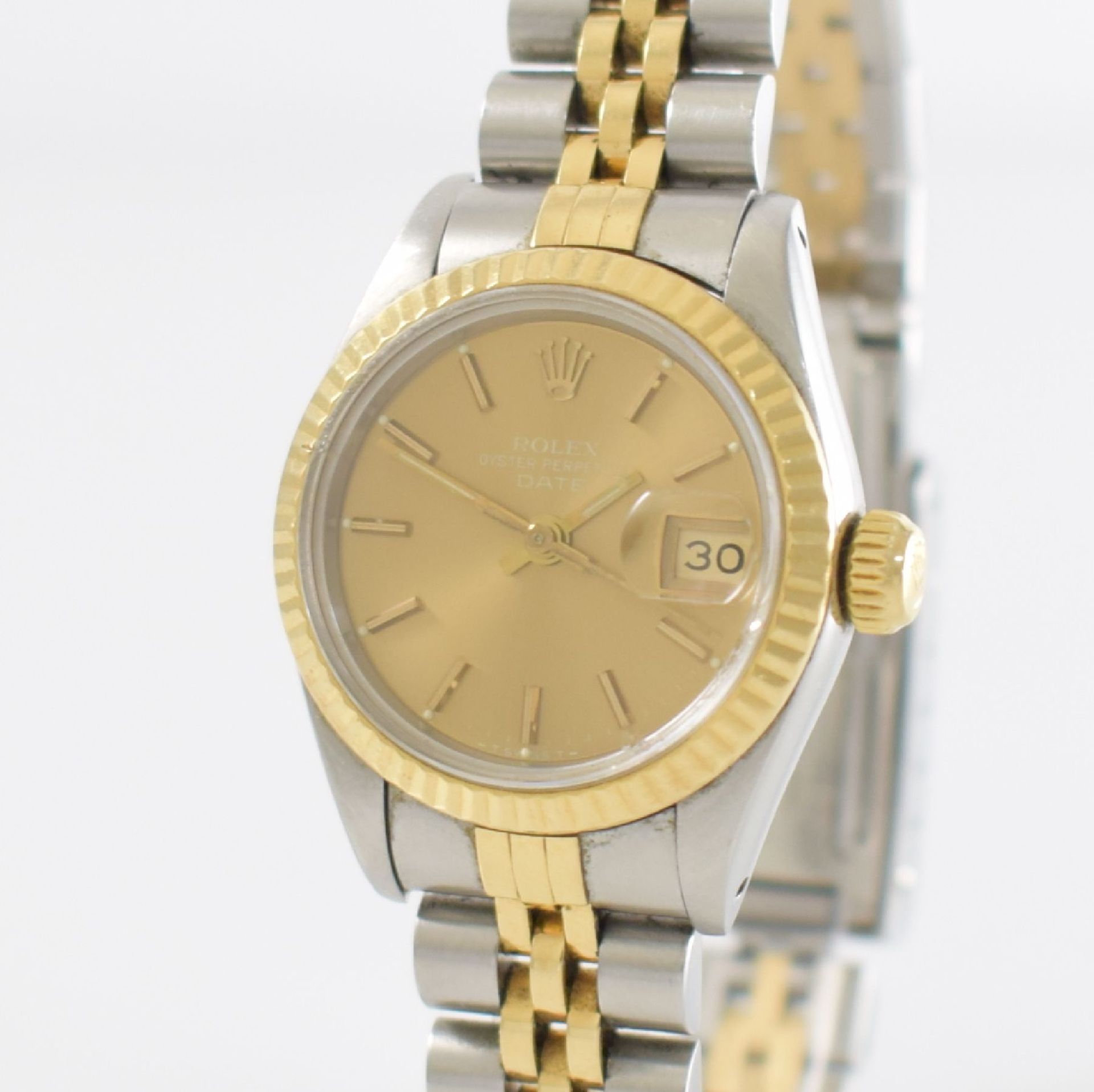 ROLEX Damenarmbanduhr Oyster Perpetual Date, Automatik, Ref. 69173, Edelstahl/Gold kombiniert - Bild 4 aus 6