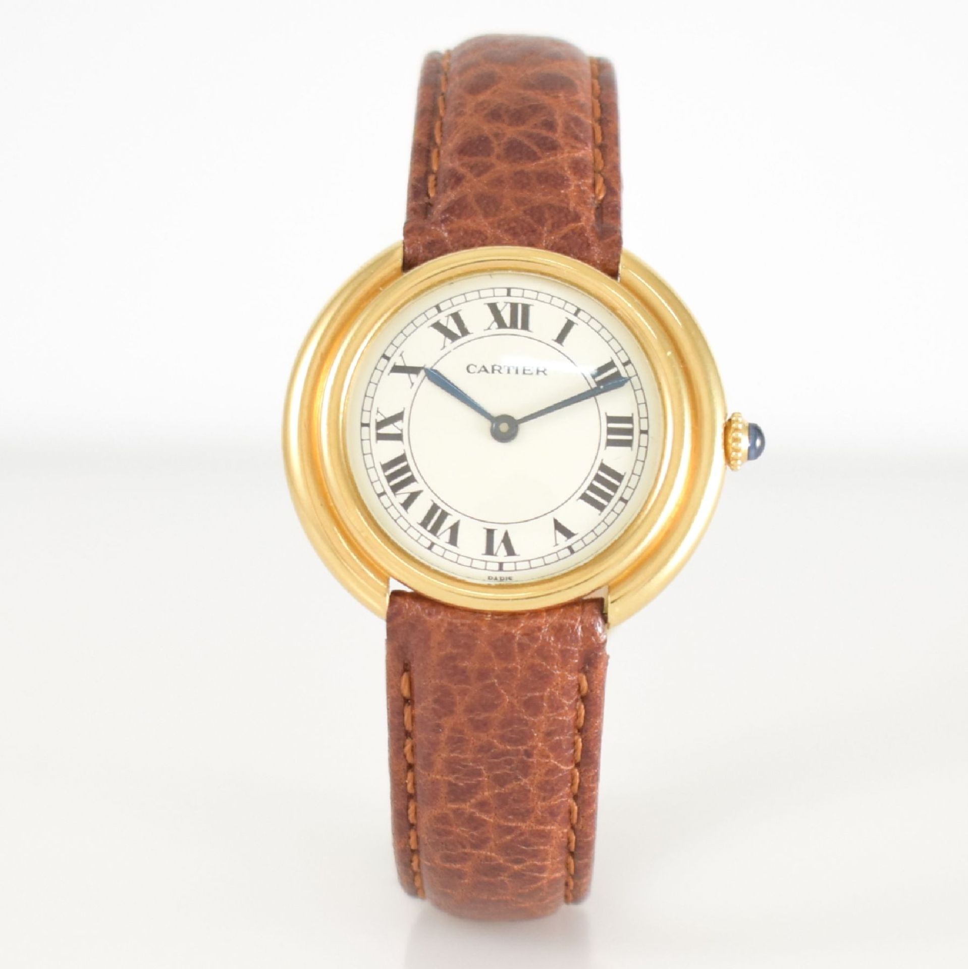 CARTIER Damenarmbanduhr in GG 750/000, Automatik, Schweiz um 1968, Boden aufgedr., bomb. - Bild 3 aus 8