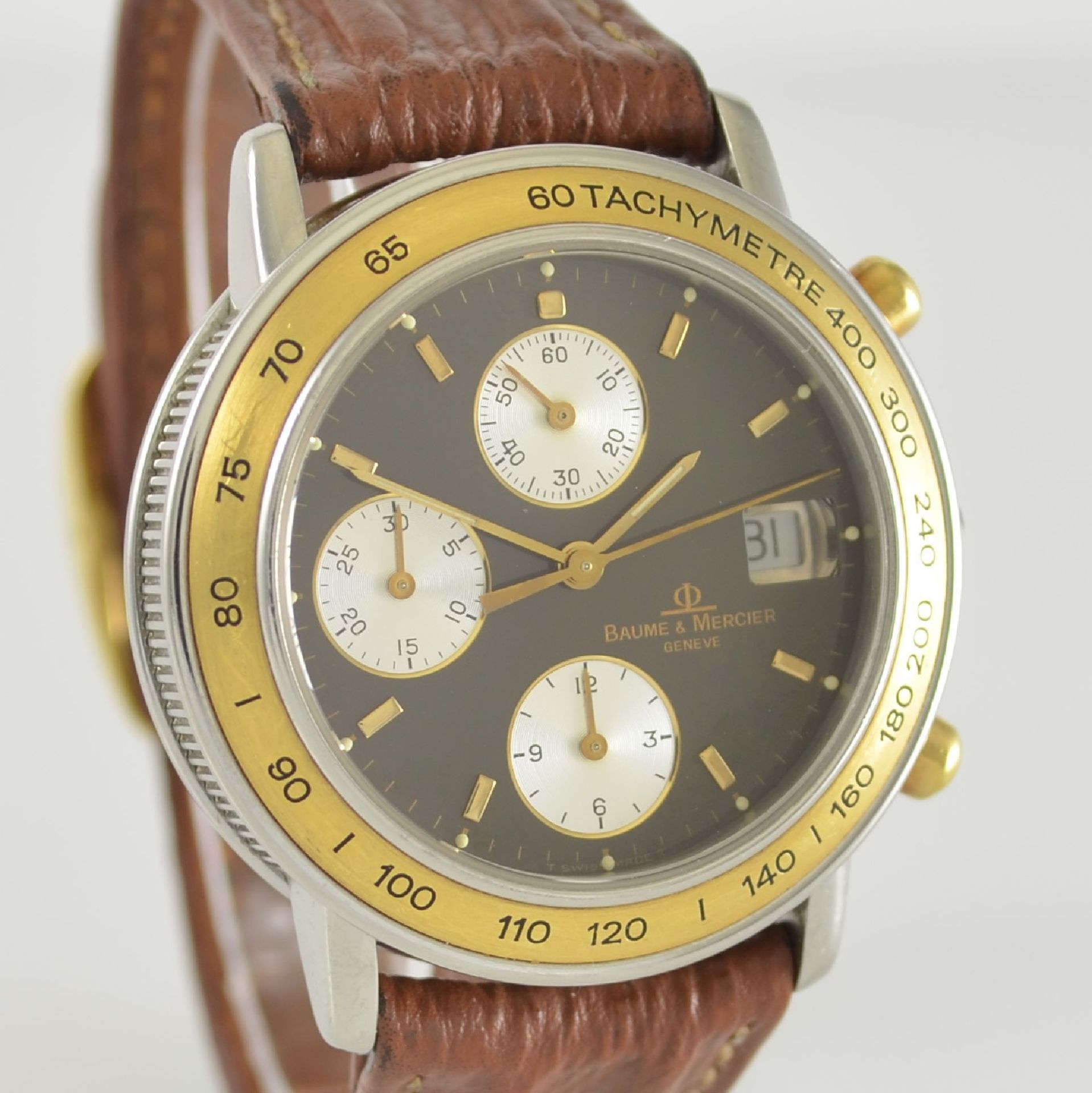 BAUME & MERCIER Armbandchronograph, Schweiz um 1990, Automatik, Edelstahl/Gold kombiniert inkl. - Bild 6 aus 6