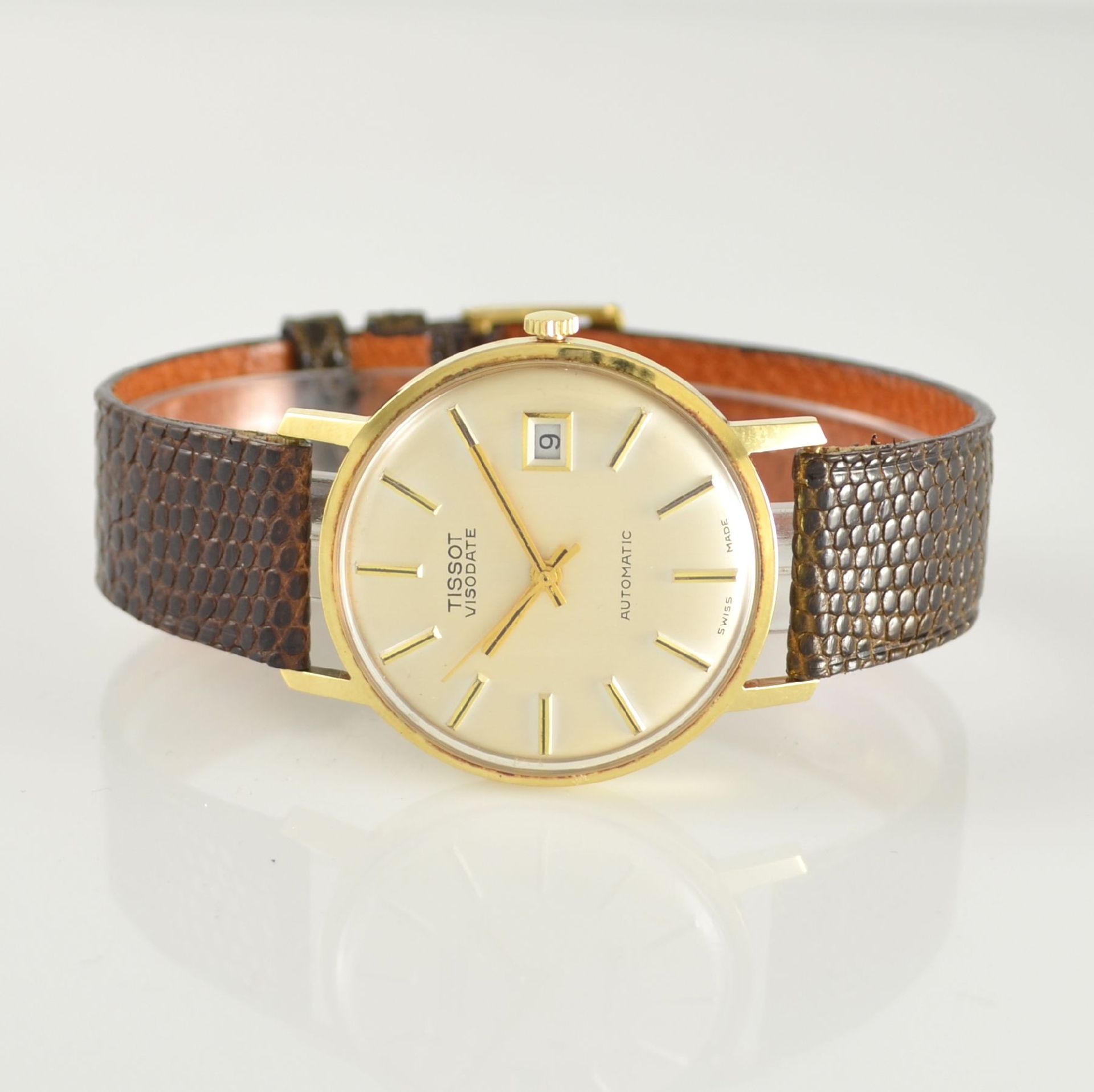 TISSOT Visodate Armbanduhr in GG 585/000, Schweiz um 1972, Automatik, Boden aufgedr., orig.