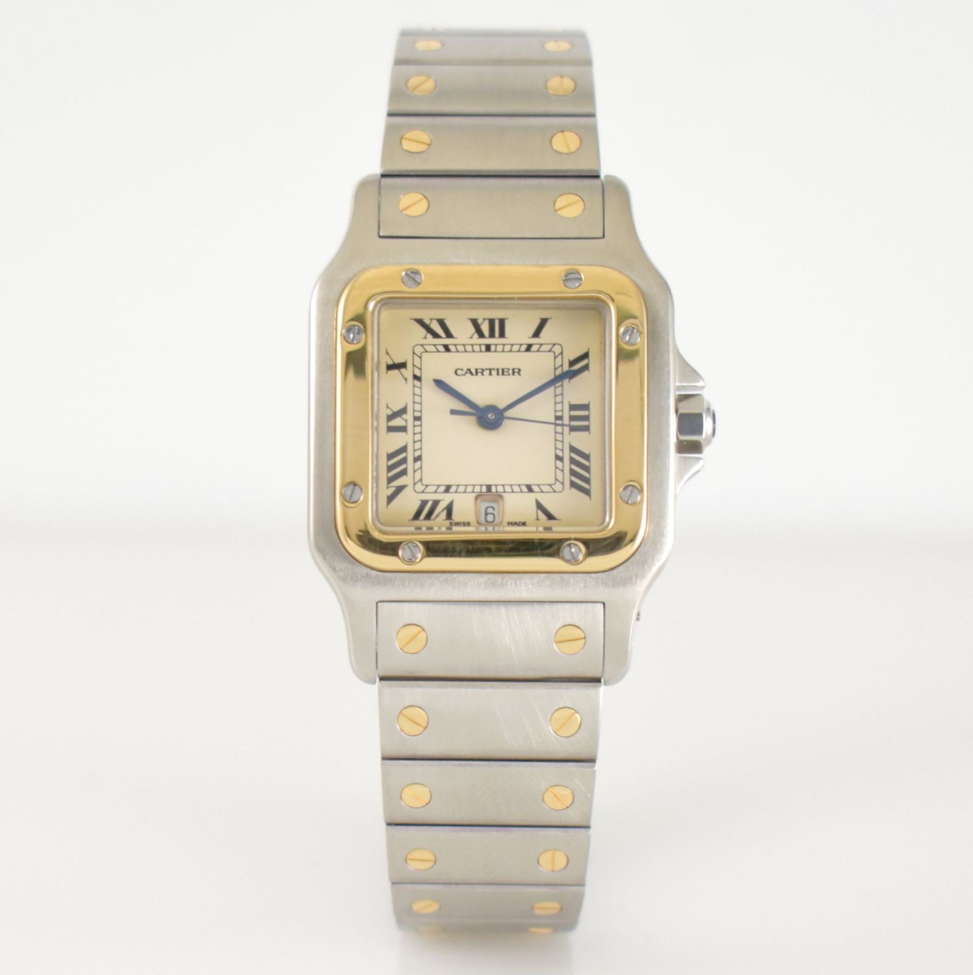CARTIER Santos Galbee Armbanduhr in Edelstahl & GG 750/000, Schweiz um 1995, quarz, Boden 8-fach - Bild 3 aus 6