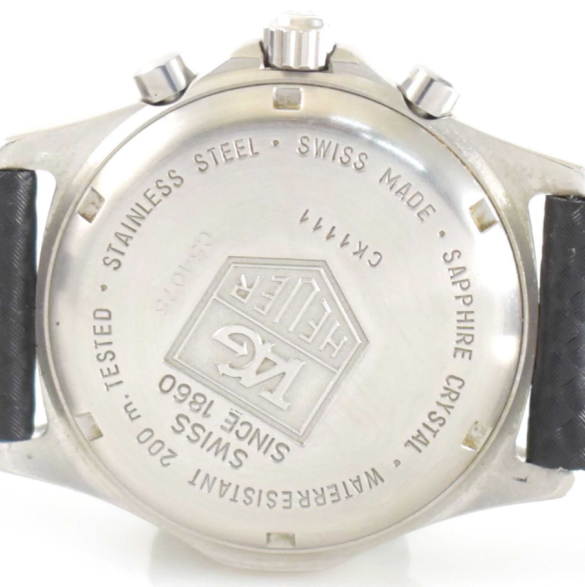 TAG HEUER Herrenarmbanduhr mit Chronograph, Schweiz um 1990, verschr. Geh. Ref. CK1111, eins. drehb. - Image 5 of 6