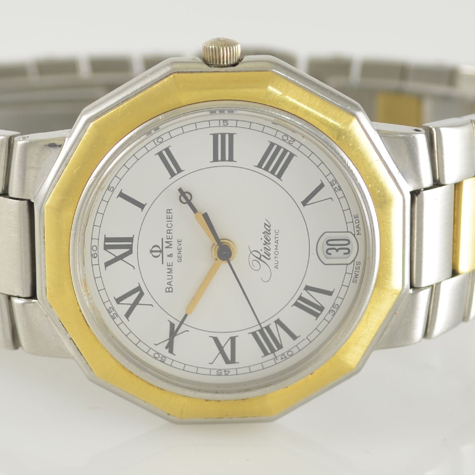 BAUME & MERCIER Armbanduhr Serie Riviera, Automatik, Schweiz 1990er Jahre, Ref. 3131, Edelstahl/Gold - Bild 2 aus 6