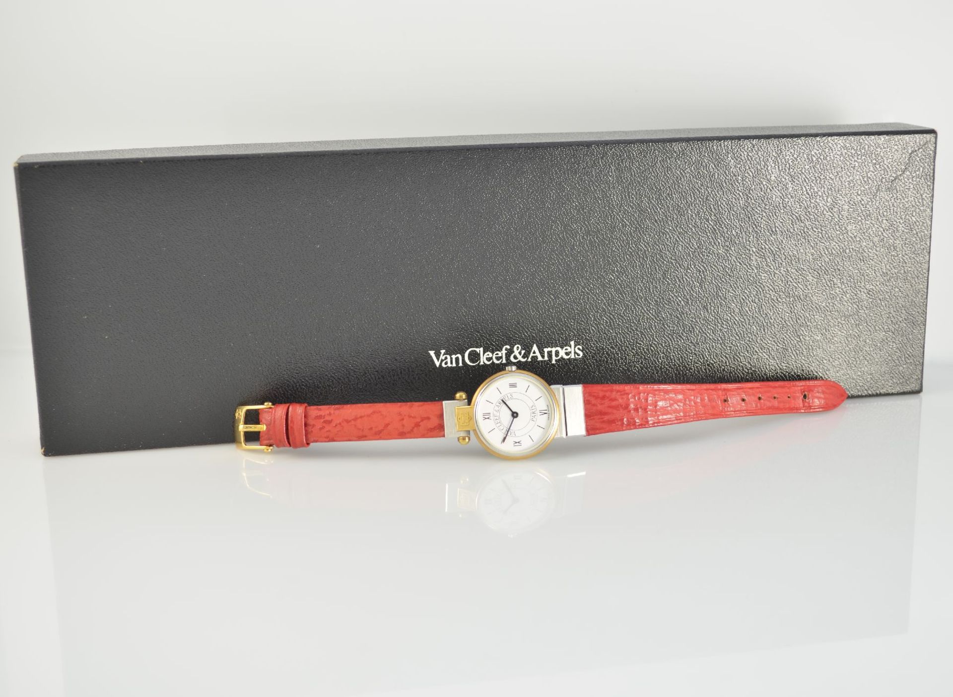 VAN CLEEF & ARPELS "La Collection" No 22 Damenarmbanduhr, Schweiz um 1995, quarz, Edelstahl/Gold - Bild 6 aus 6