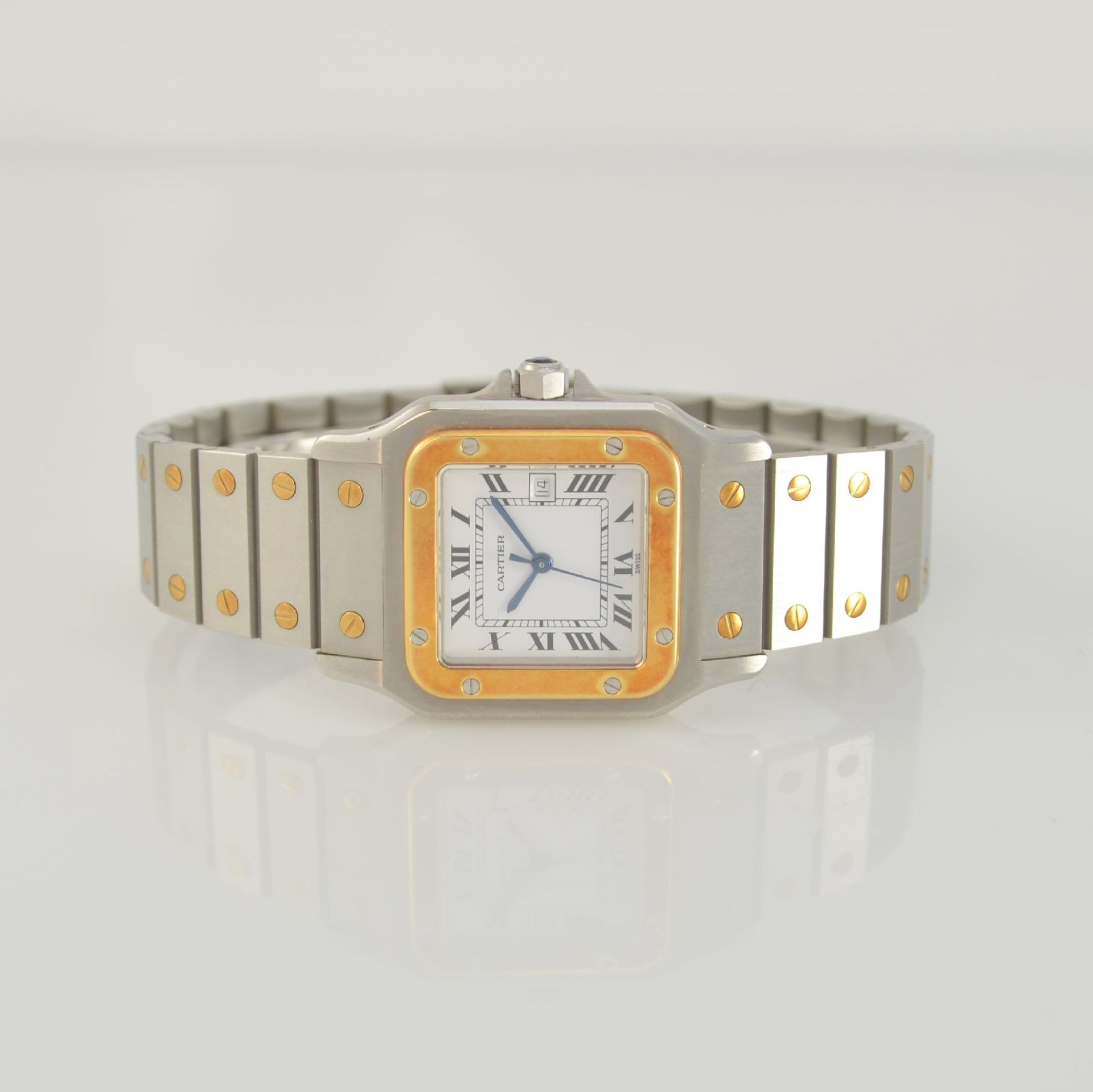 CARTIER Santos Armbanduhr in Edelstahl/GG 750/000, Schweiz um 1995, Automatik, inkl. orig.