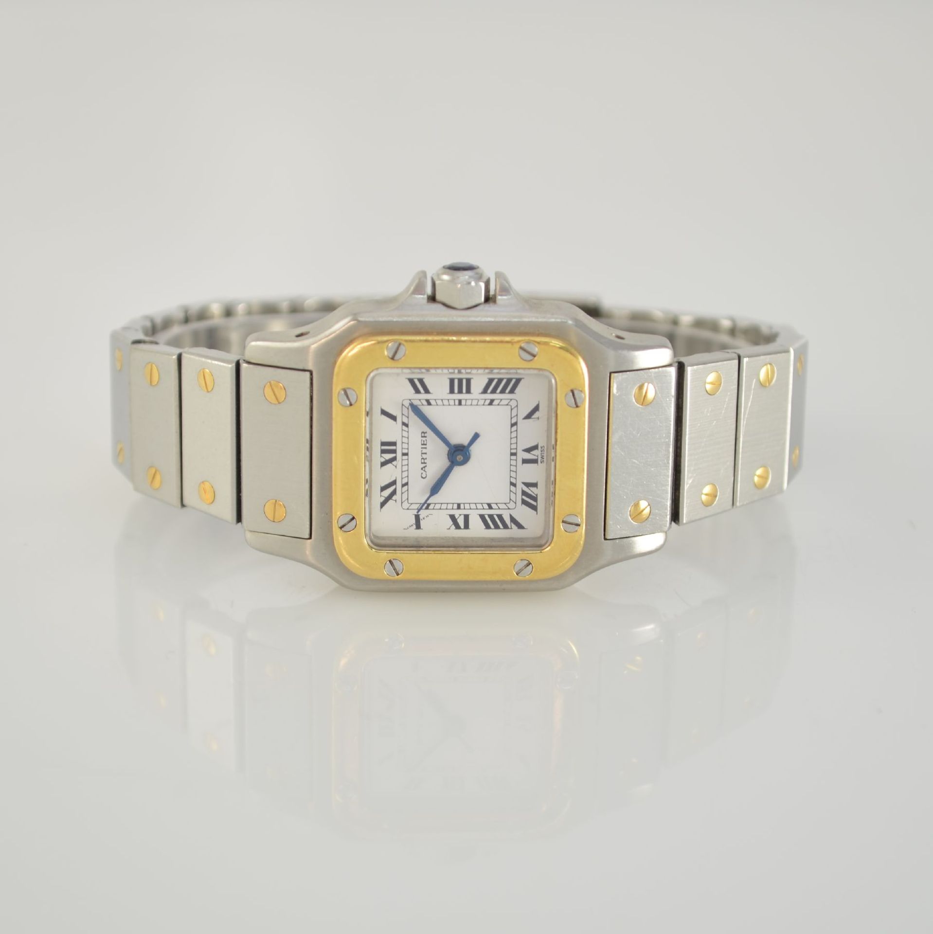 CARTIER Damenarmbanduhr Santos, Automatik, Schweiz um 1988, Edelstahl/Gold kombiniert inkl.