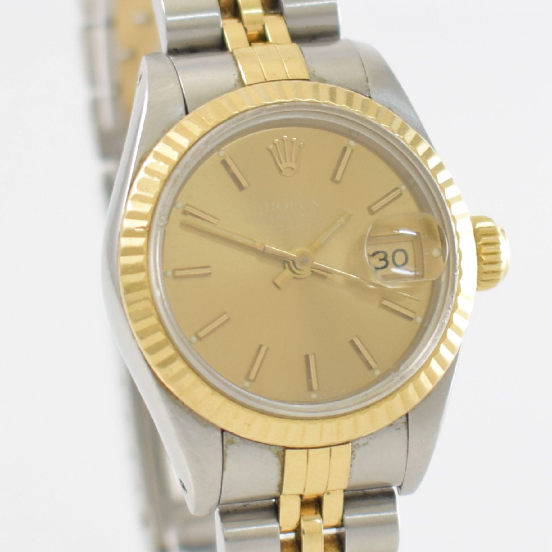 ROLEX Damenarmbanduhr Oyster Perpetual Date, Automatik, Ref. 69173, Edelstahl/Gold kombiniert - Bild 6 aus 6