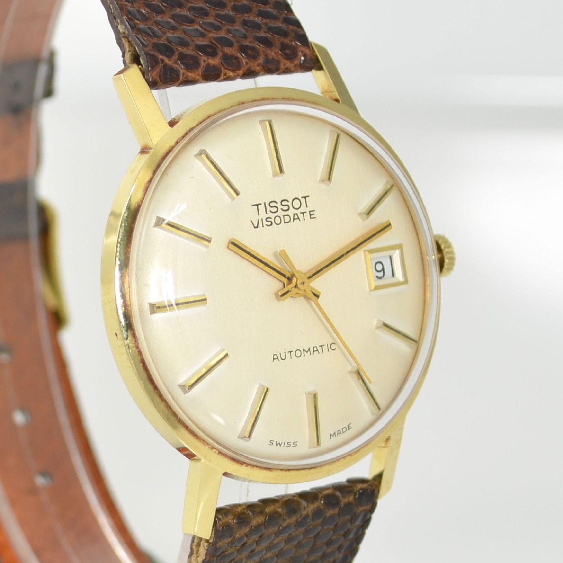 TISSOT Visodate Armbanduhr in GG 585/000, Schweiz um 1972, Automatik, Boden aufgedr., orig. - Bild 5 aus 9