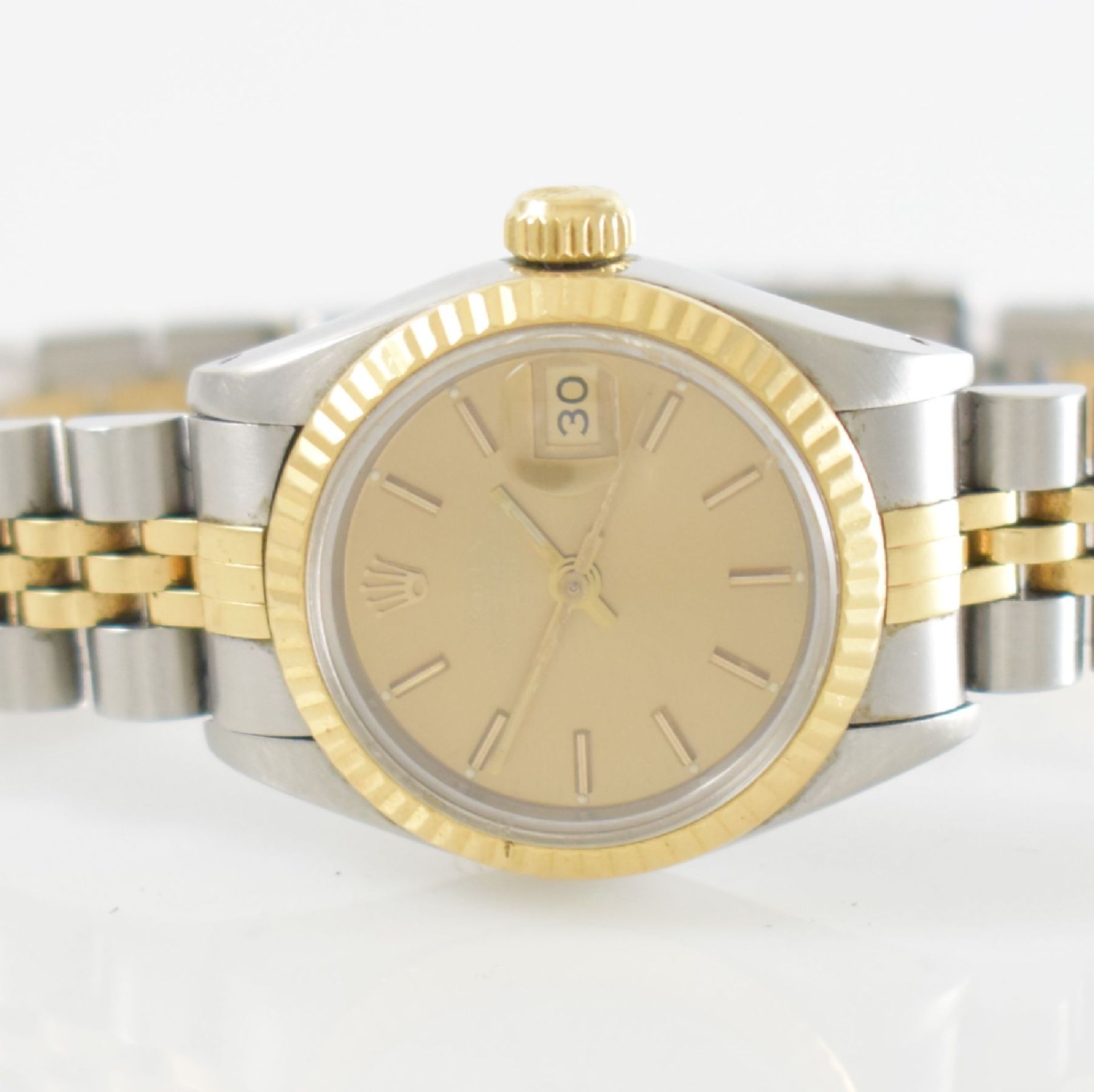 ROLEX Damenarmbanduhr Oyster Perpetual Date, Automatik, Ref. 69173, Edelstahl/Gold kombiniert - Bild 2 aus 6