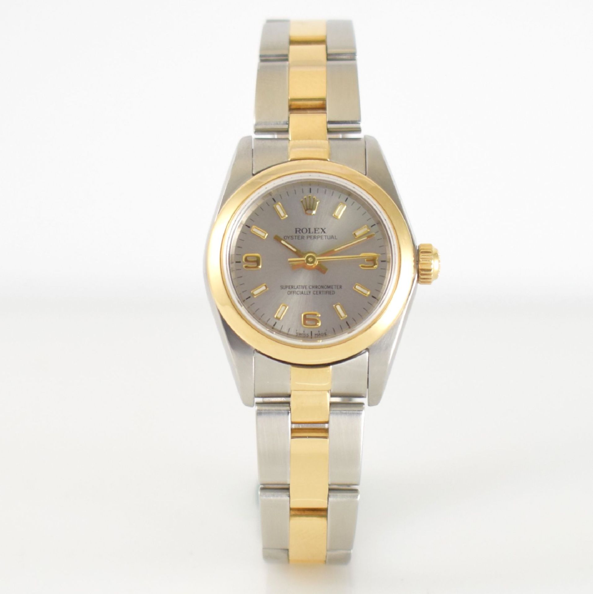 ROLEX Oyster Perpetual Damenarmbanduhr, Schweiz um 2001, Automatik, Ref. 76183, Edelstahl/Gold komb. - Bild 3 aus 7