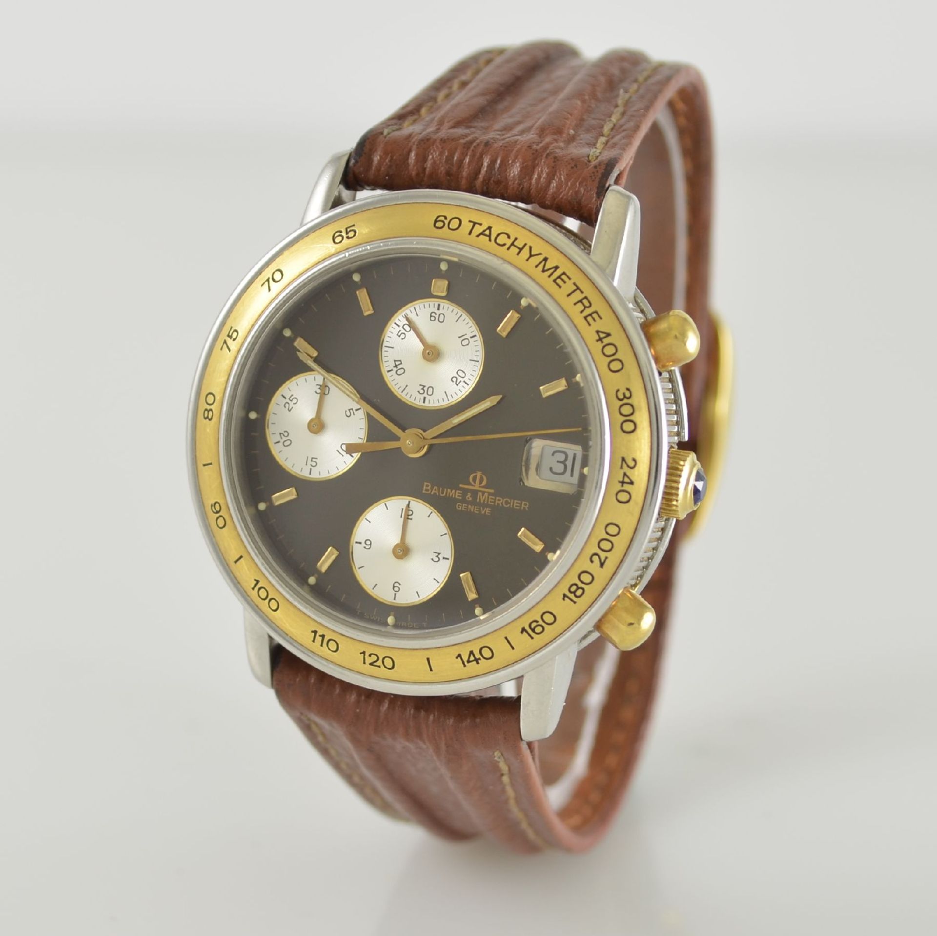 BAUME & MERCIER Armbandchronograph, Schweiz um 1990, Automatik, Edelstahl/Gold kombiniert inkl. - Bild 3 aus 6