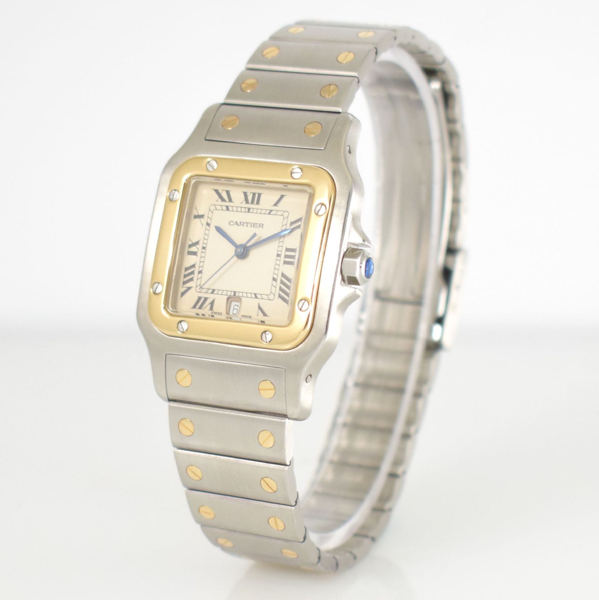 CARTIER Santos Galbee Armbanduhr in Edelstahl & GG 750/000, Schweiz um 1995, quarz, Boden 8-fach - Bild 4 aus 6