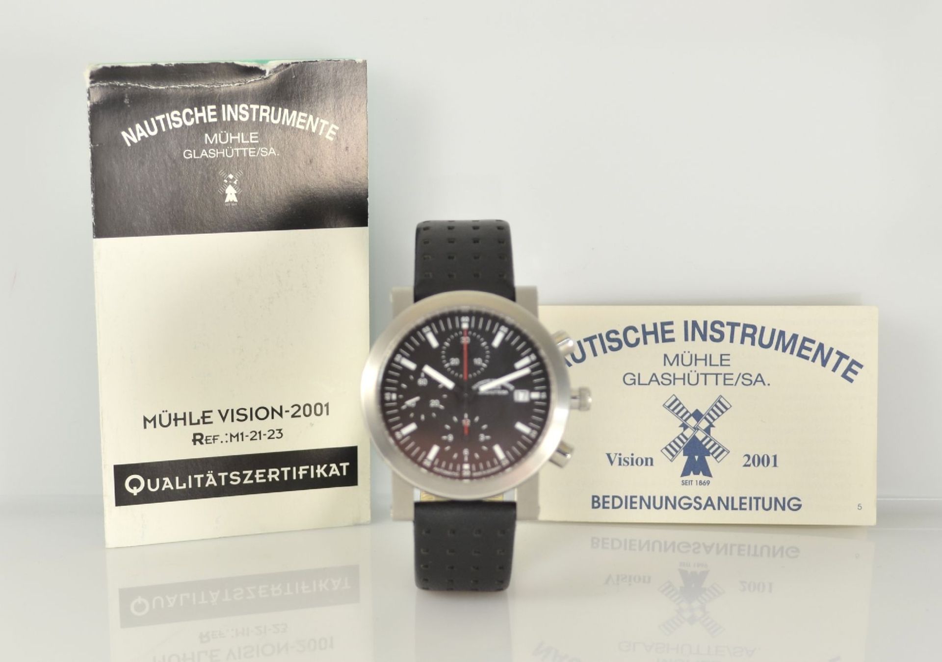 MÜHLE GLASHÜTTE Armbandchronograph in Stahl, Deutschland/Schweiz um 2005, Automatik, beids. vergl. - Bild 9 aus 9