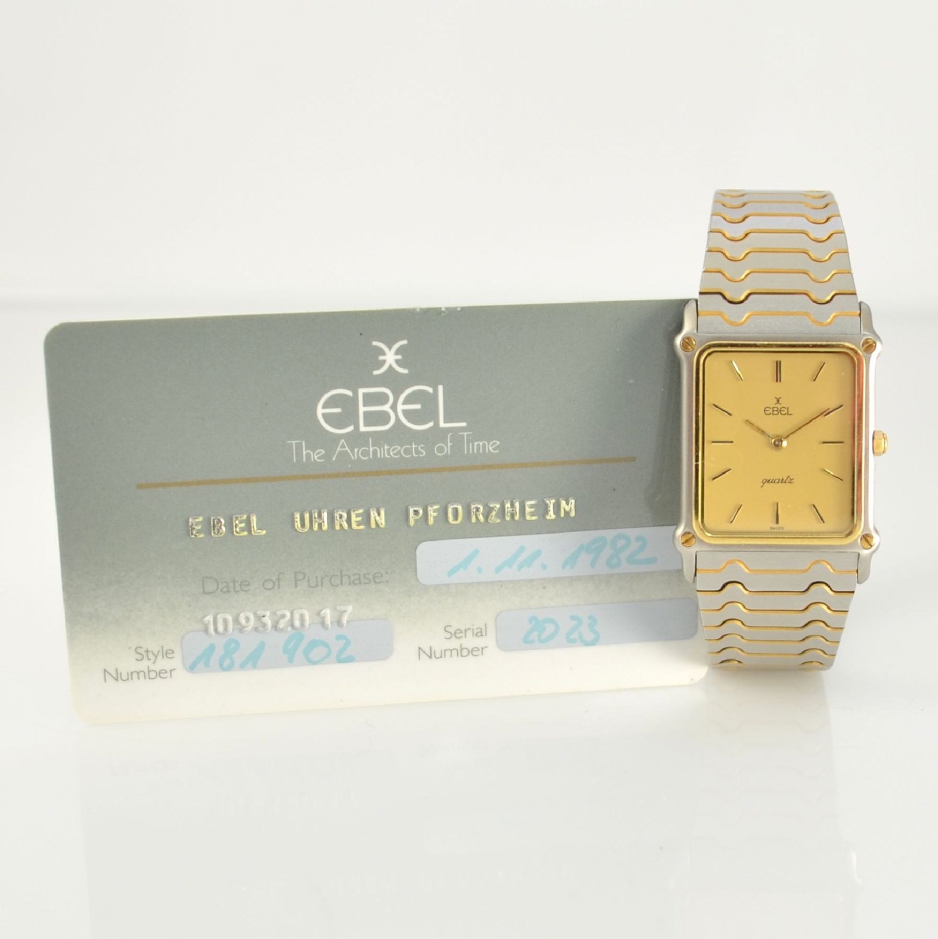 EBEL Damenarmbanduhr in Edelstahl/Gold, Schweiz verk. lt. beil. orig. Gar.-Karte 11/1982, quarz, - Bild 9 aus 9