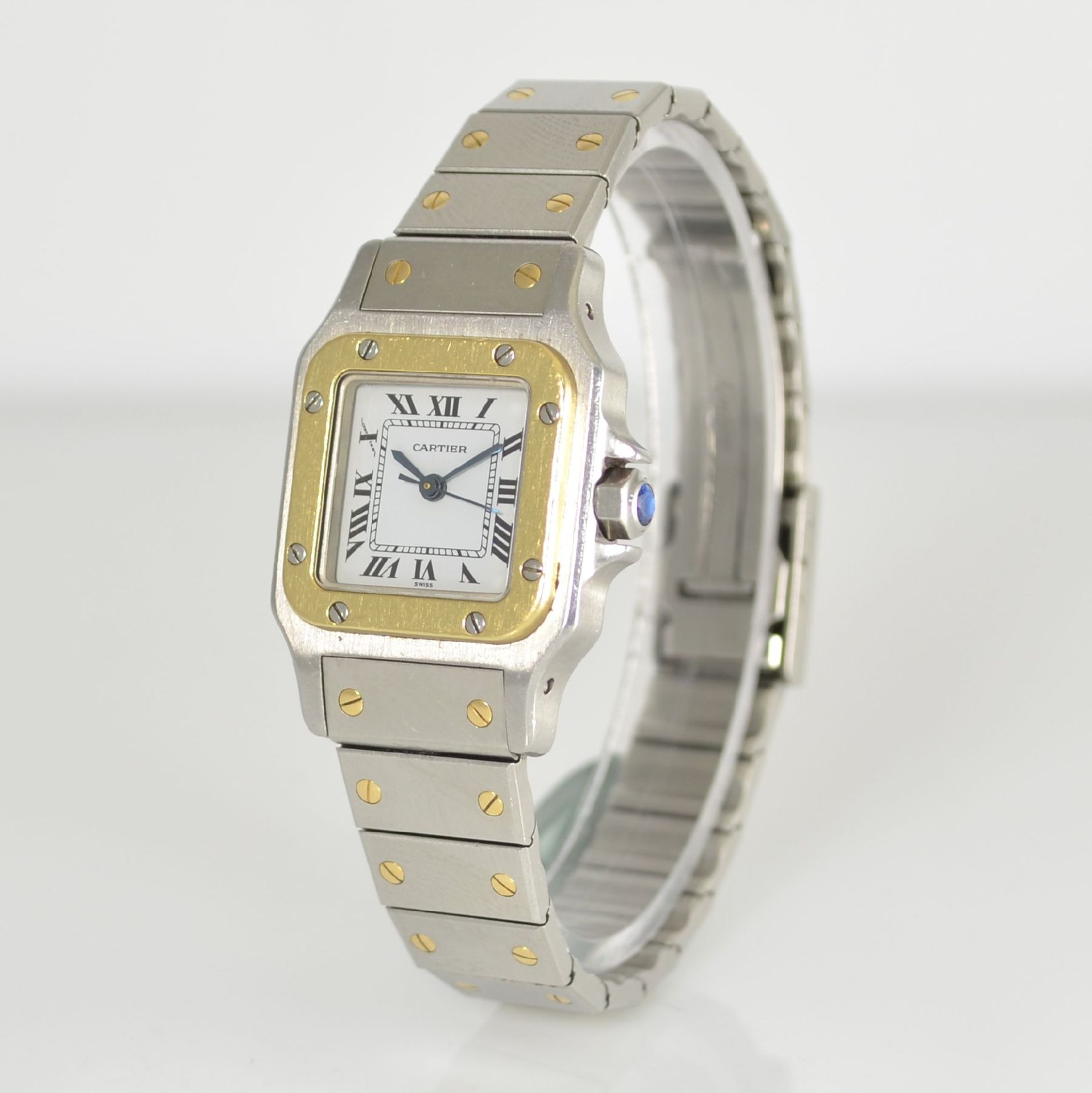 CARTIER Santos Damenarmbanduhr in Stahl/Gold, Schweiz um 1980, Automatik, 8-fach veschr. - Image 4 of 6