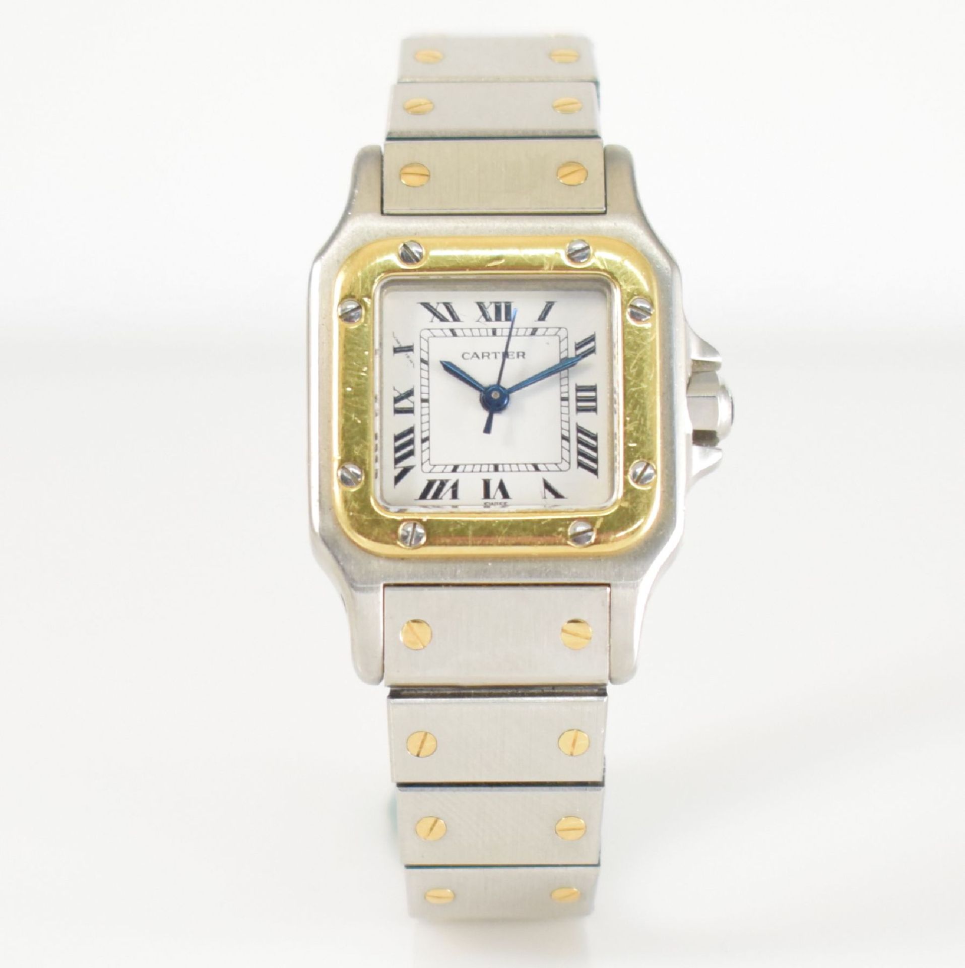 CARTIER Damenarmbanduhr Santos, Automatik, Schweiz um 1988, Edelstahl/Gold kombiniert inkl. - Bild 3 aus 6