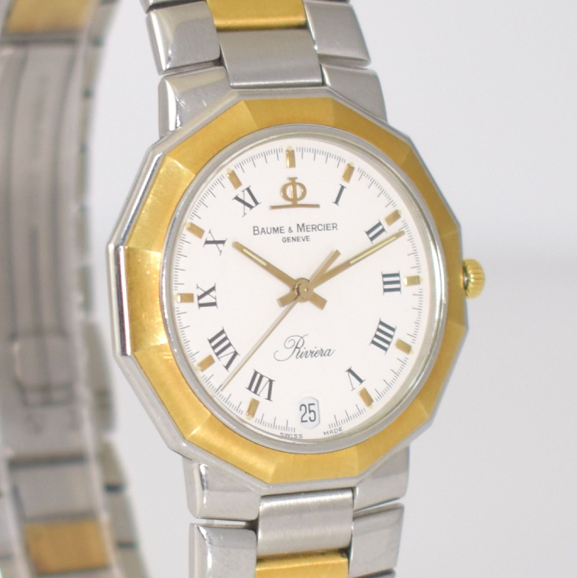 BAUME & MERCIER Armbanduhr Serie Riviera, Ref. 5131.038, Edelstahl/Gold komb. inkl. Gliederband m. - Bild 5 aus 9
