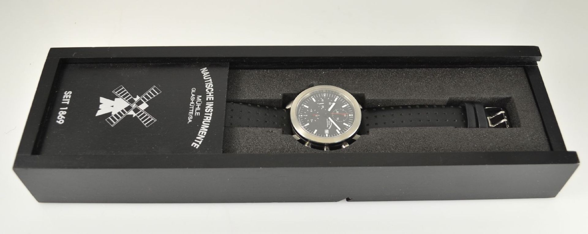 MÜHLE GLASHÜTTE Armbandchronograph in Stahl, Deutschland/Schweiz um 2005, Automatik, beids. vergl. - Bild 8 aus 9