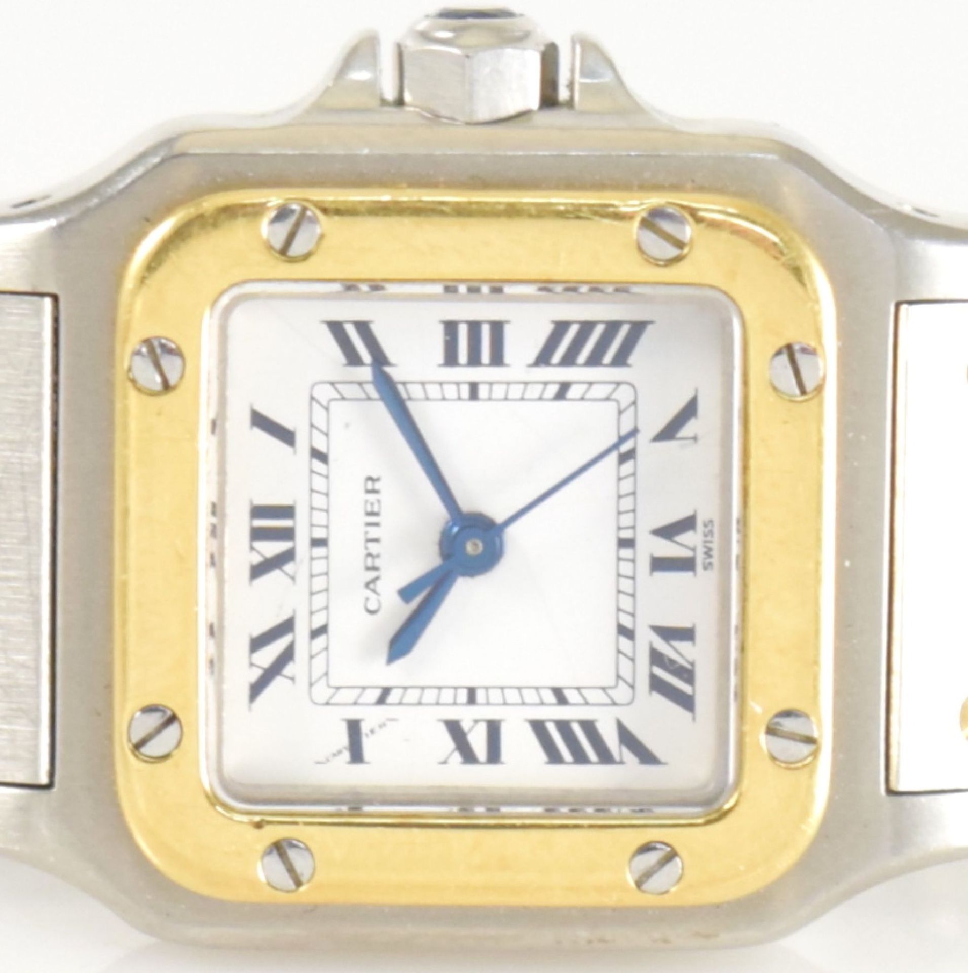 CARTIER Damenarmbanduhr Santos, Automatik, Schweiz um 1988, Edelstahl/Gold kombiniert inkl. - Bild 2 aus 6