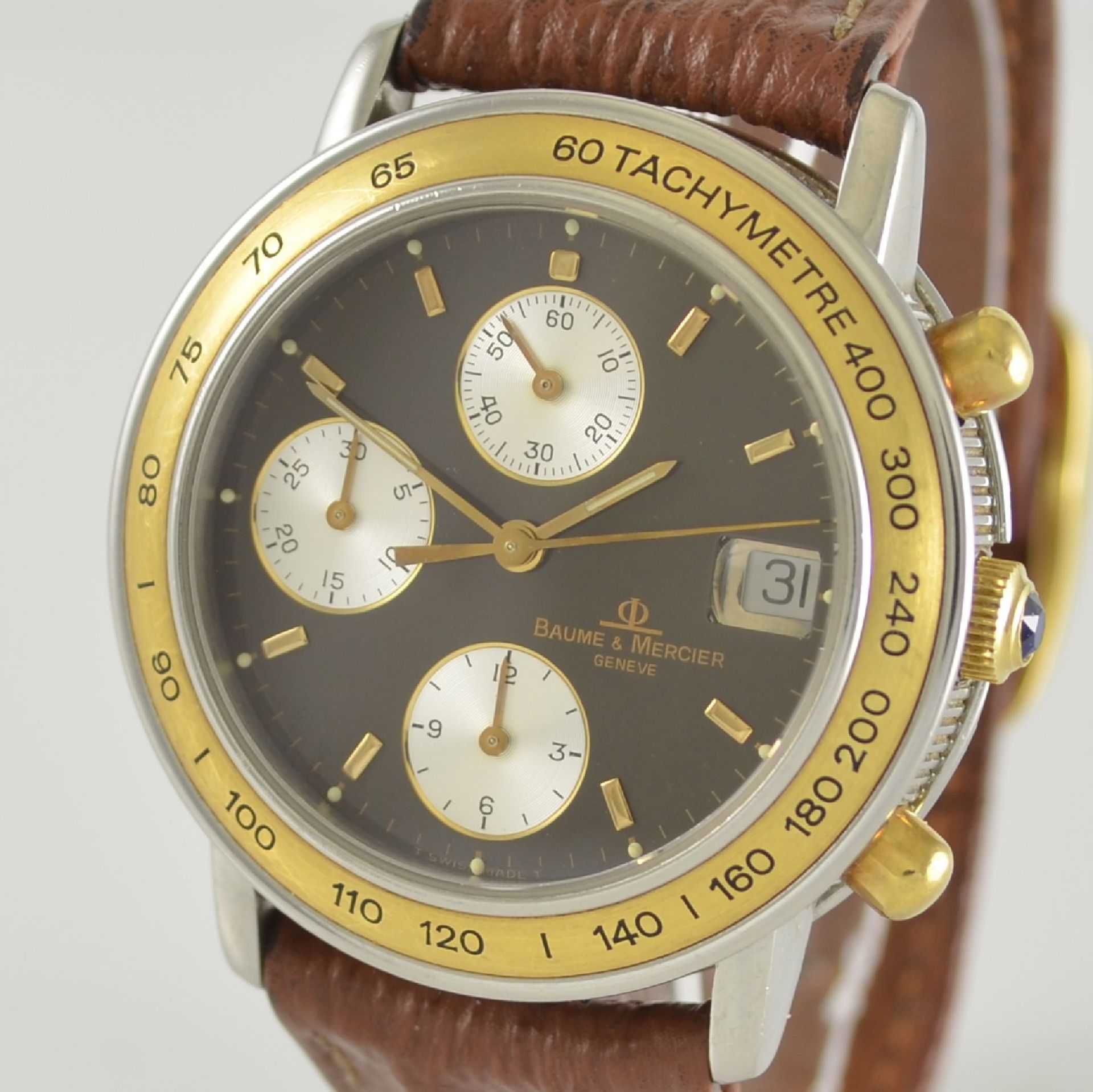 BAUME & MERCIER Armbandchronograph, Schweiz um 1990, Automatik, Edelstahl/Gold kombiniert inkl. - Image 4 of 6