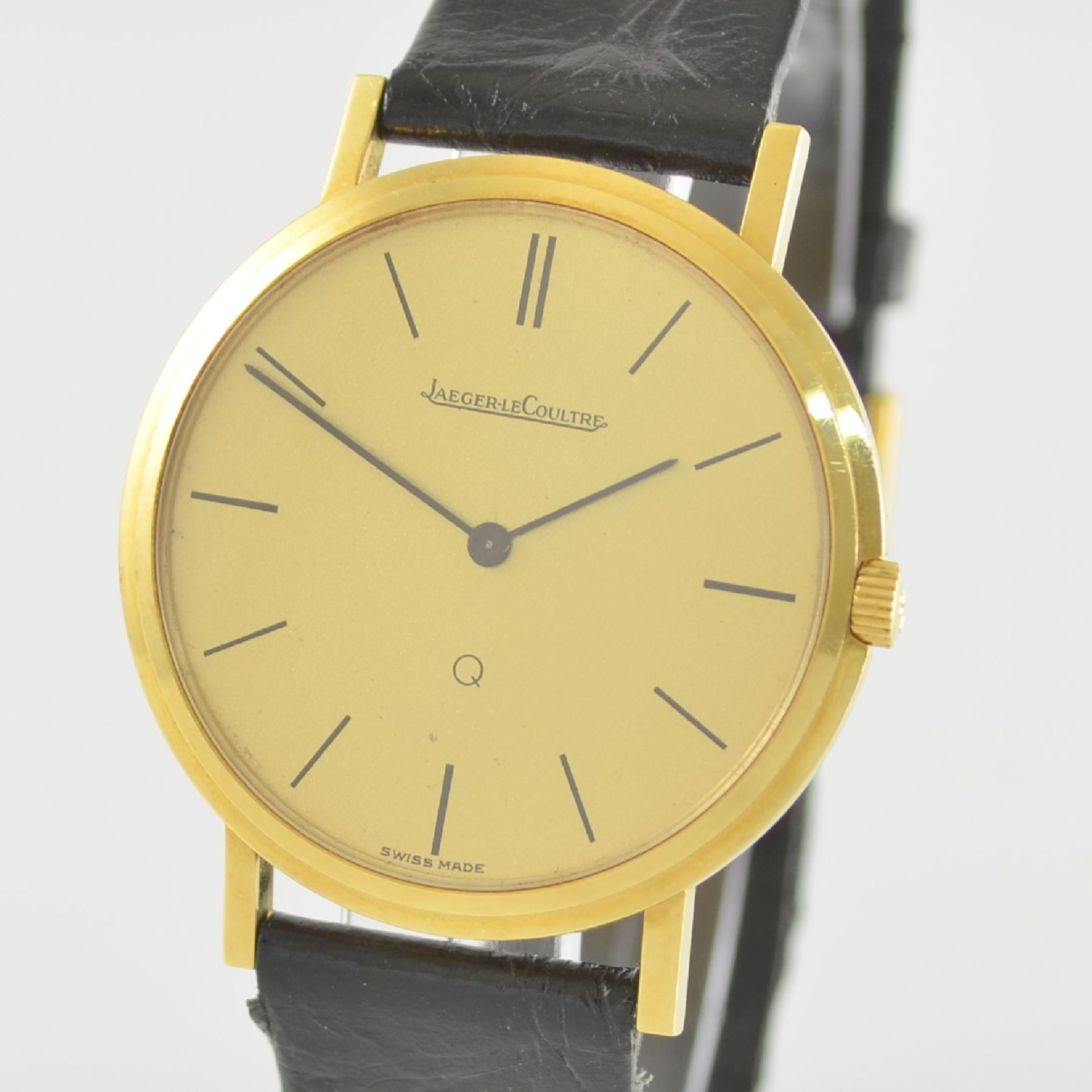 Jaeger-LeCoultre Armbanduhr in GG 750/000, Schweiz 1980er Jahre, 2-teil. Geh., neutr. Lederband, - Bild 4 aus 6