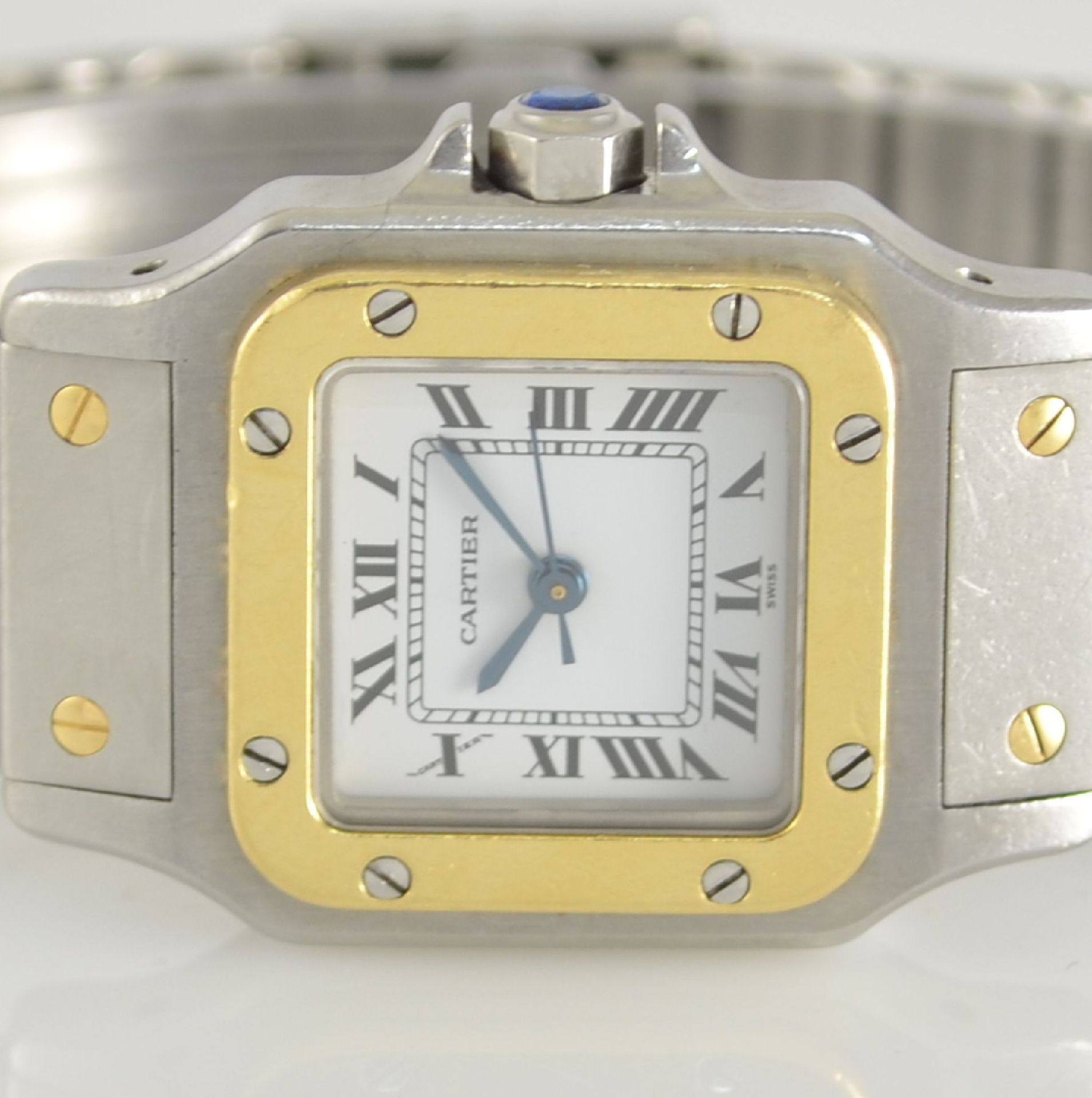 CARTIER Santos Damenarmbanduhr in Stahl/Gold, Schweiz um 1980, Automatik, 8-fach veschr. - Image 2 of 6