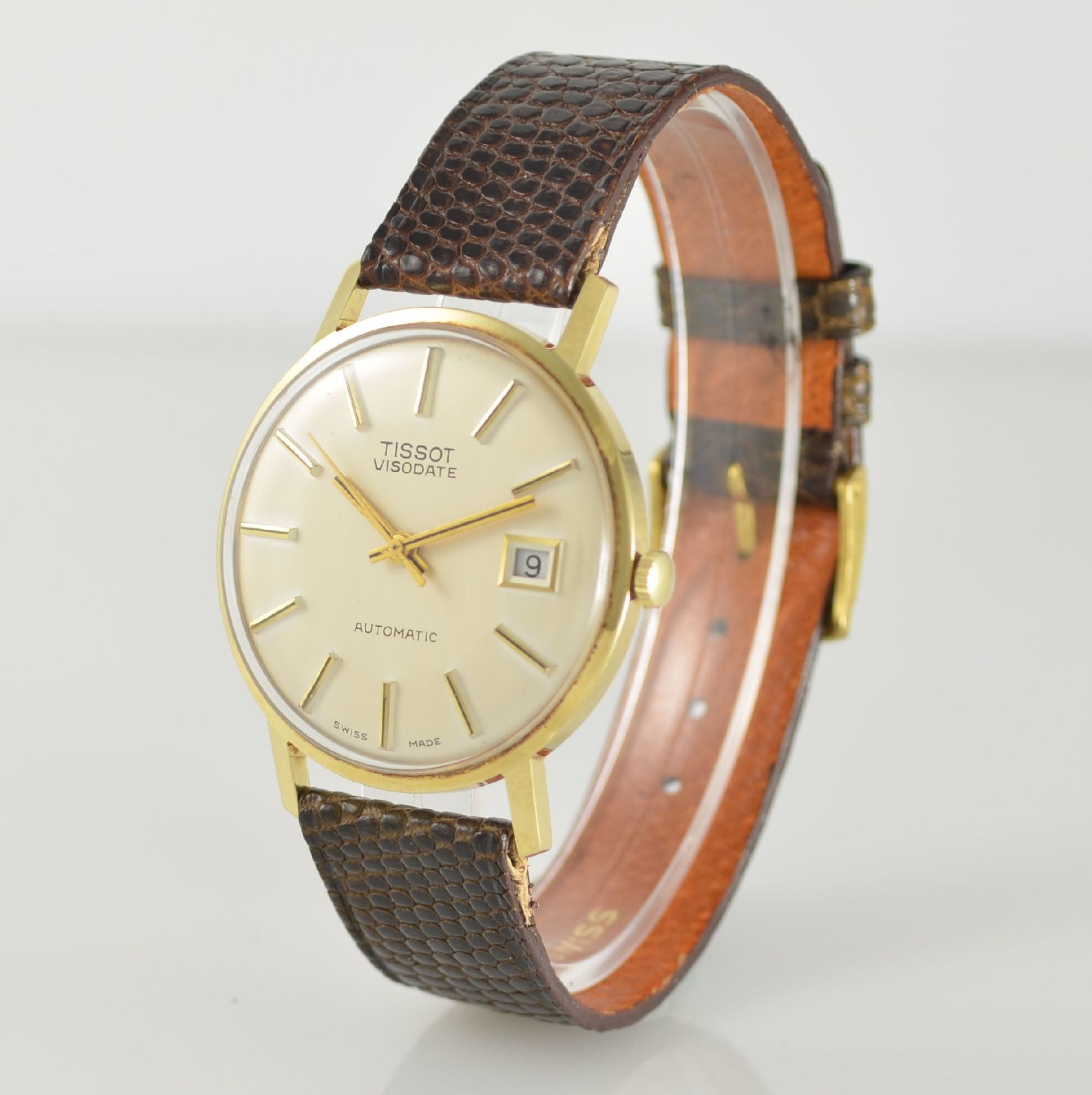 TISSOT Visodate Armbanduhr in GG 585/000, Schweiz um 1972, Automatik, Boden aufgedr., orig. - Bild 4 aus 9