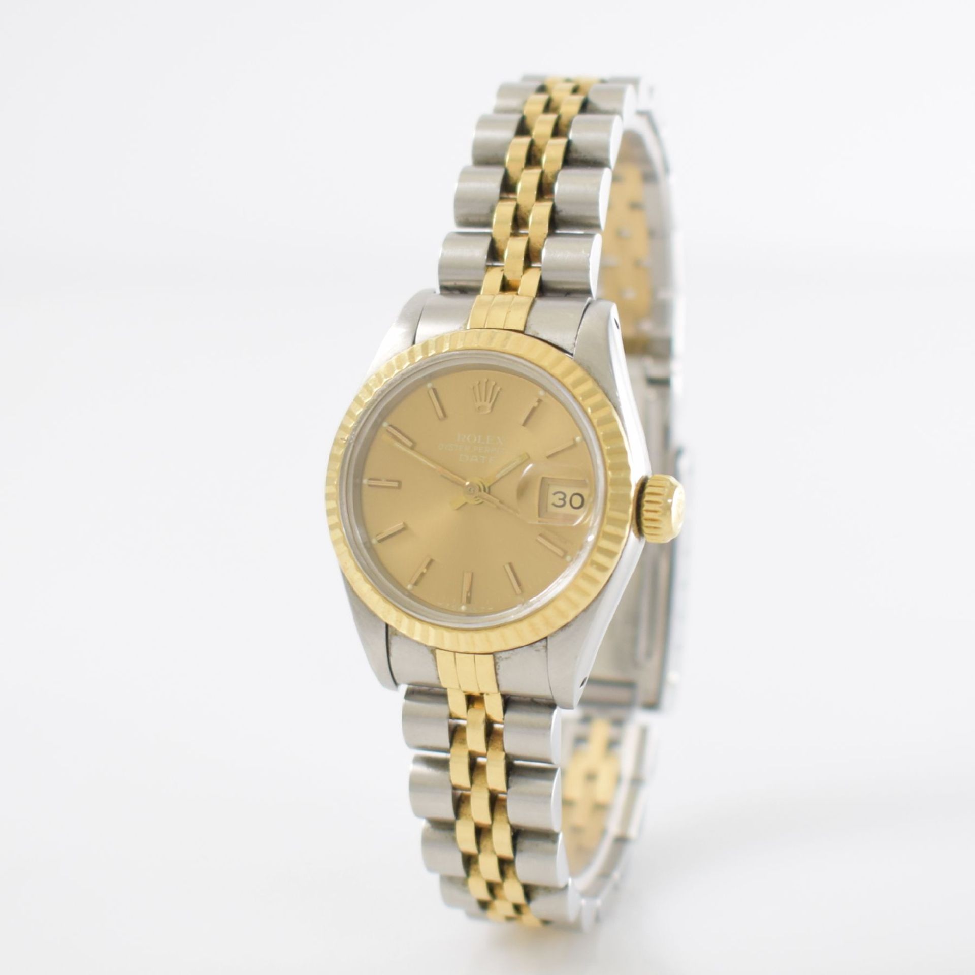 ROLEX Damenarmbanduhr Oyster Perpetual Date, Automatik, Ref. 69173, Edelstahl/Gold kombiniert - Bild 3 aus 6