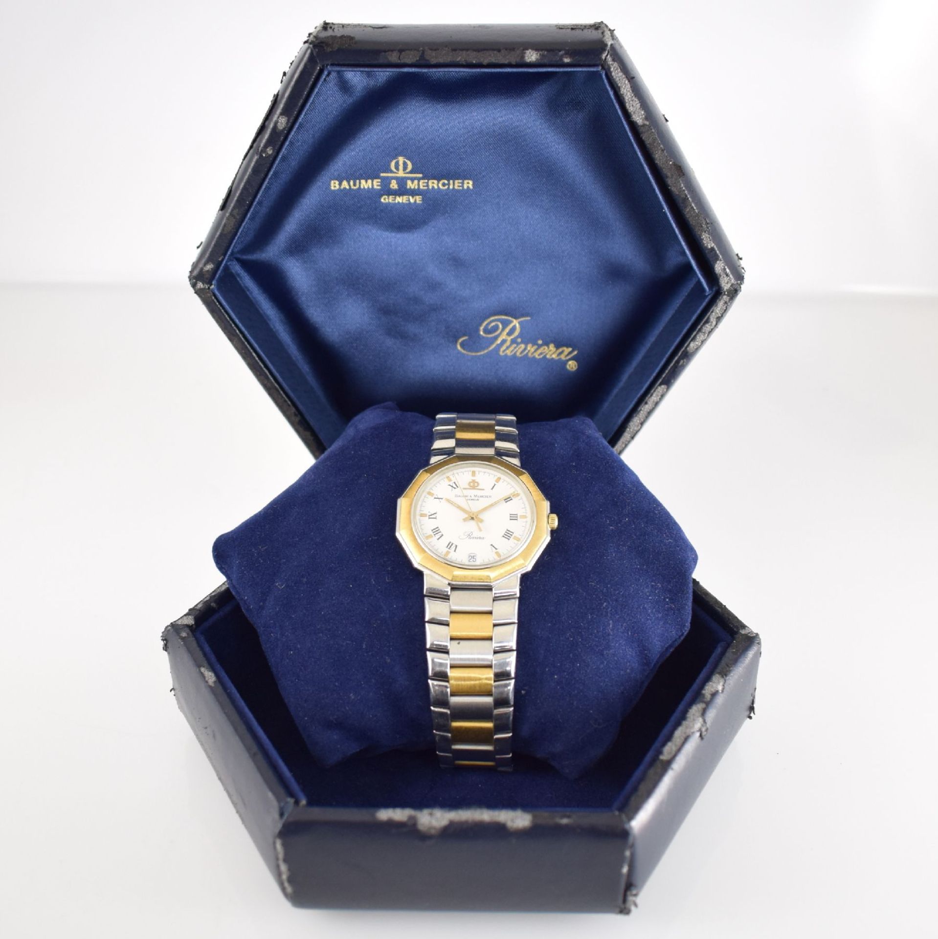 BAUME & MERCIER Armbanduhr Serie Riviera, Ref. 5131.038, Edelstahl/Gold komb. inkl. Gliederband m. - Bild 8 aus 9