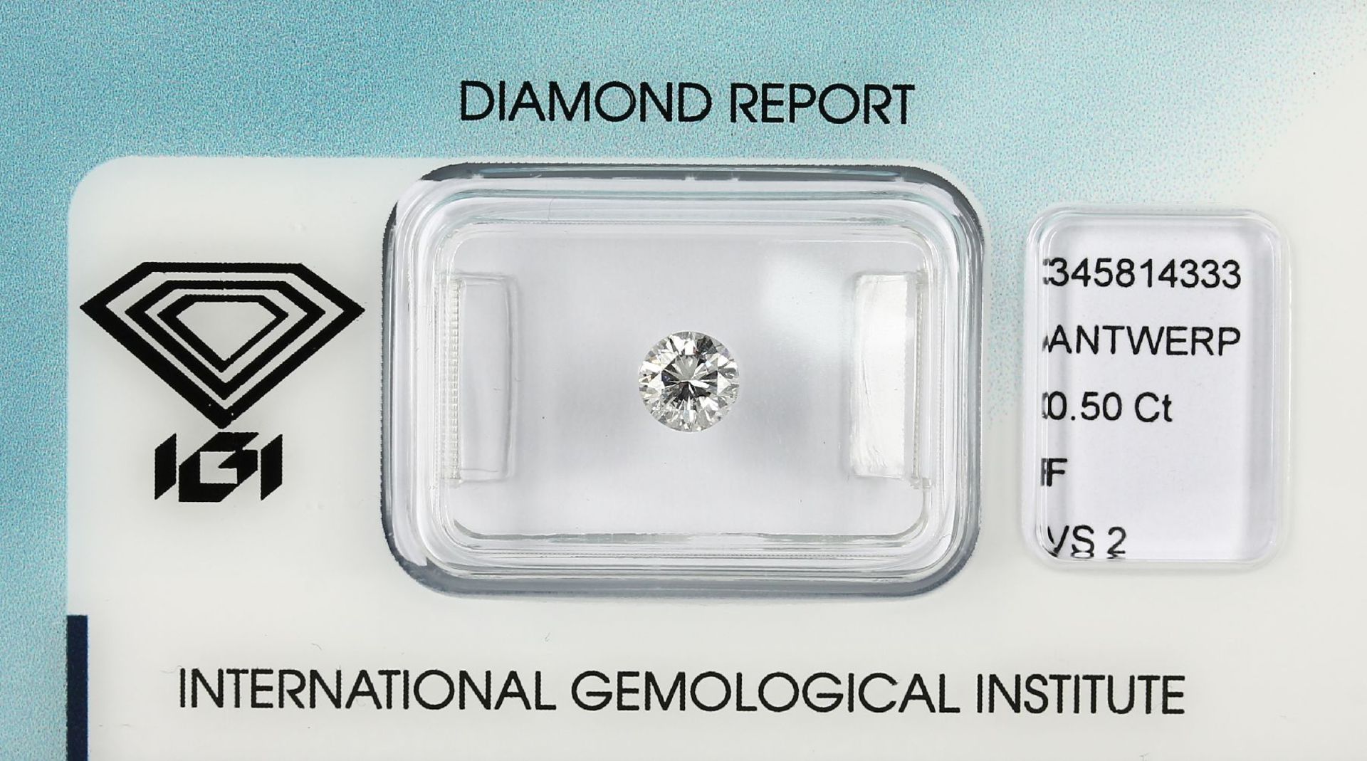 Loser Brillant 0.50 ct feines Weiß (F)/vs2,mit IGI Expertise, verschweißt Schätzpreis: 2600, -