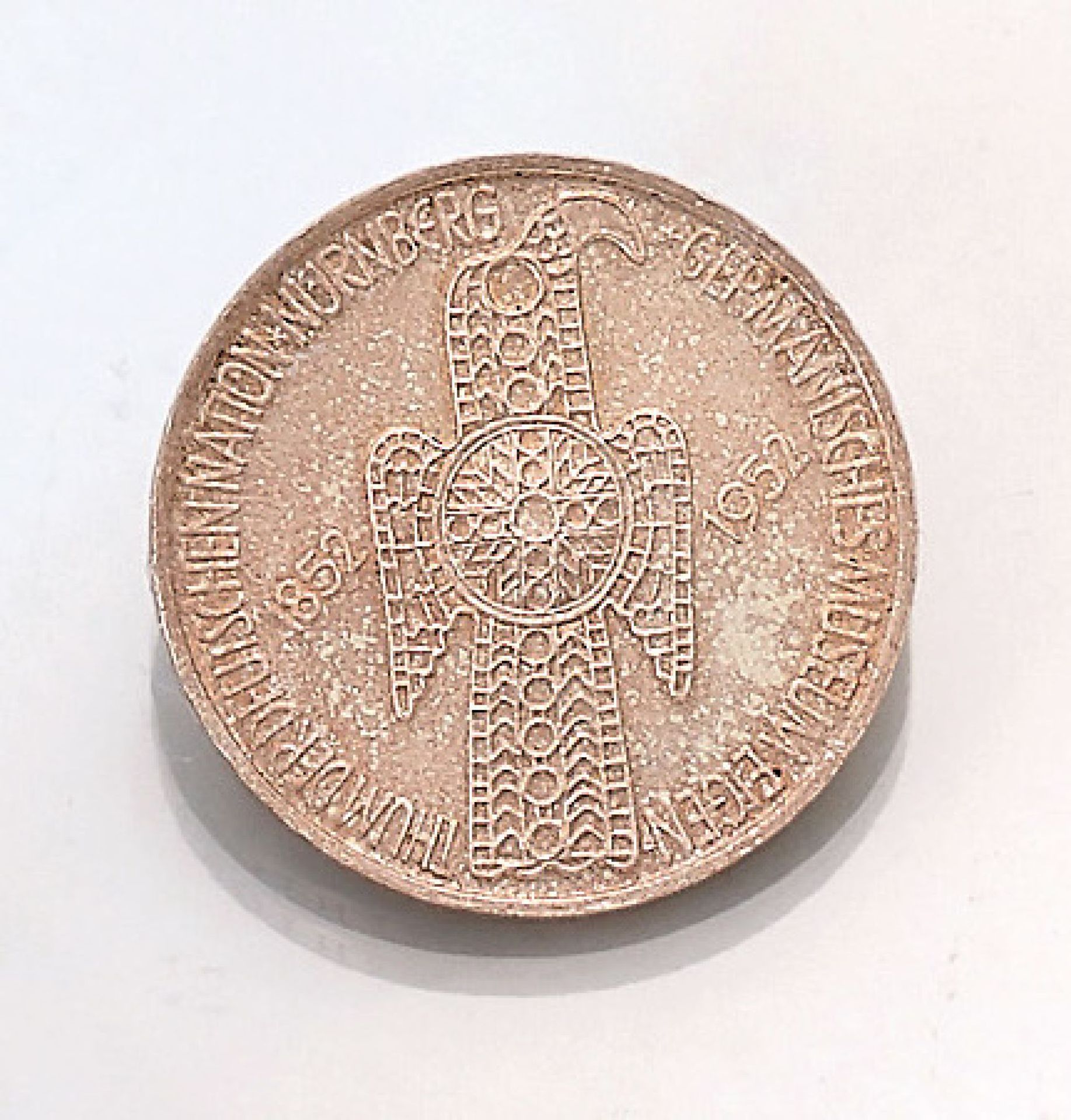 Silbermünze, 5 Mark, Deutschland, 1952, Germanisches Museum Nürnberg, Prägemarke DSilver coin, 5