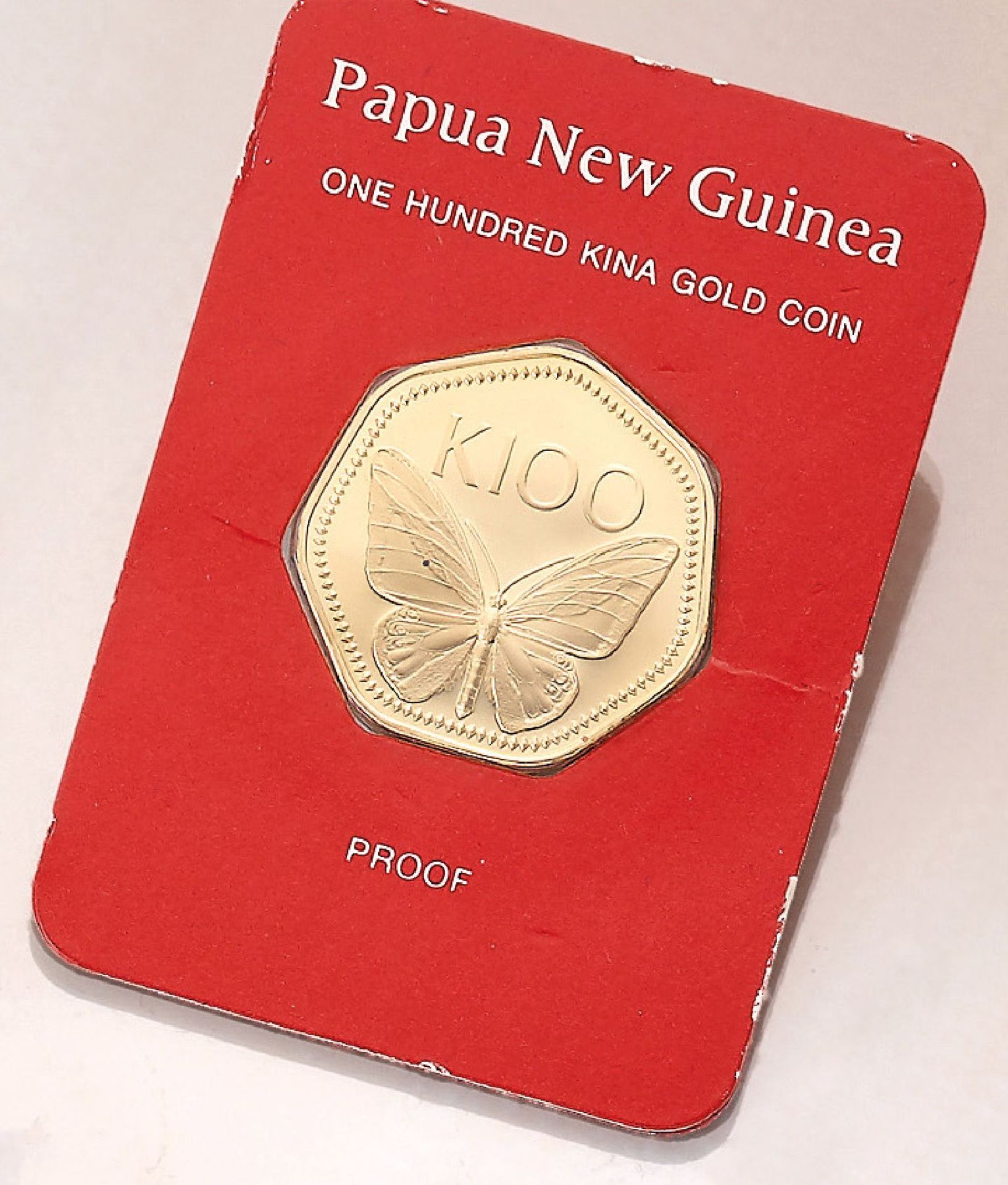 Goldmünze, 100 Kina, Papua Neu-Guinea, Golden Butterfly, im orig. Etui mit ZertifikatGold coin,