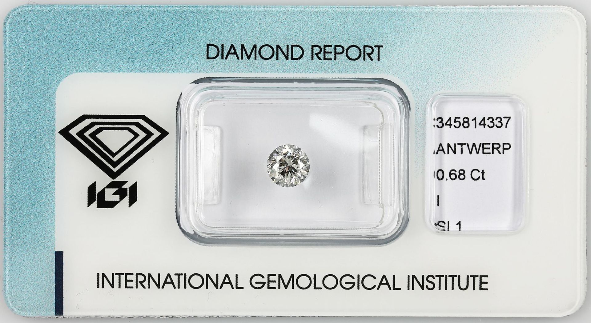 Loser Brillant 0.68 ct l.get.Weiß (I)/si 1,mit IGI Expertise, verschweißt Schätzpreis: 2380, -