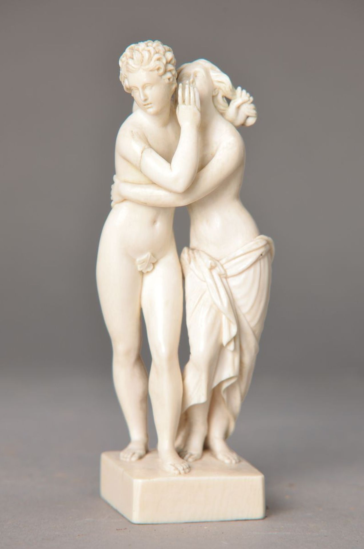 Elfenbeinfigurenpaar, nach antikem Vorbild, um 1900, Liebespaar nach Antonio Canova, feine