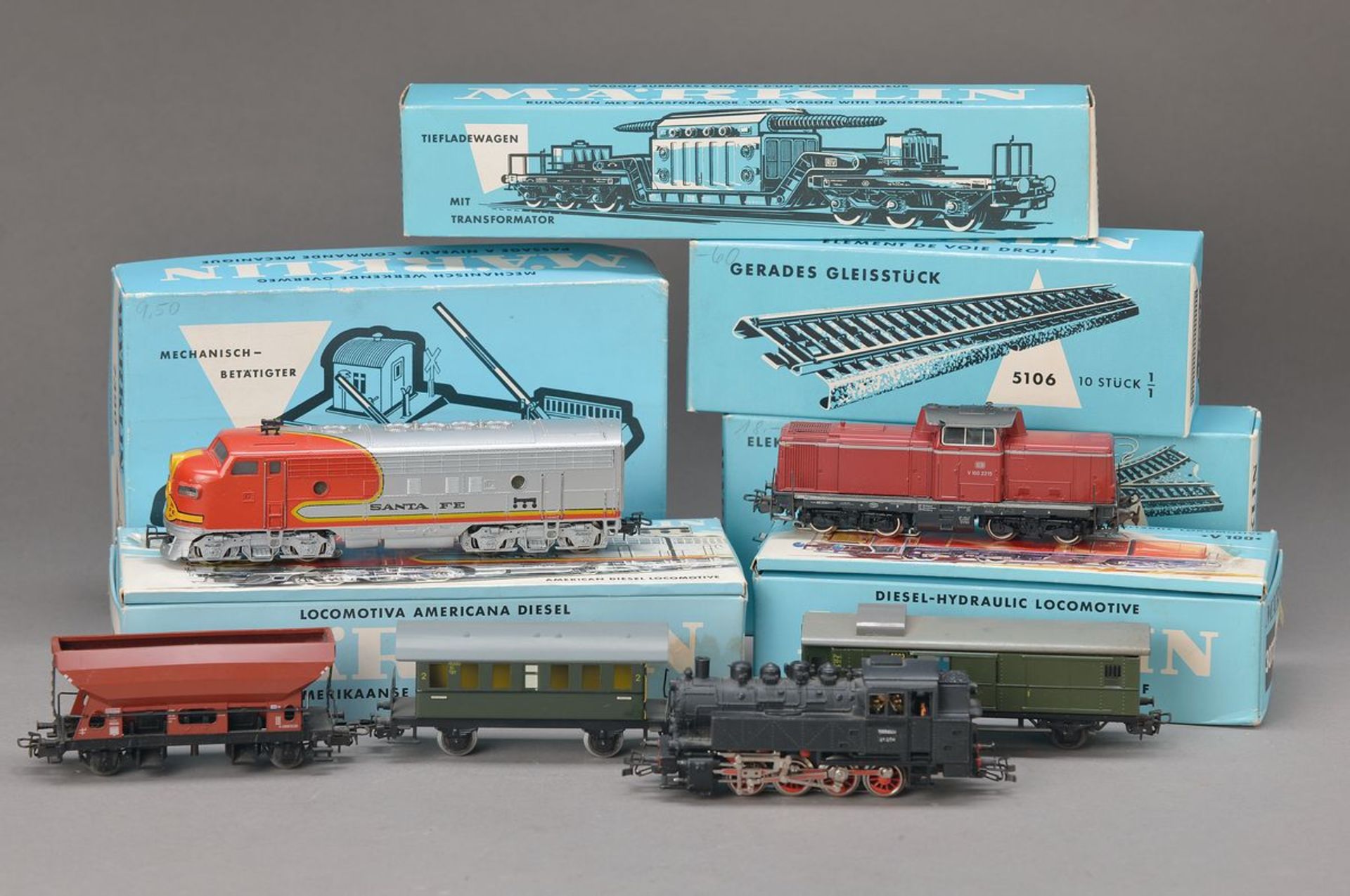 Märklin Eisenbahnsammlung HO, aus den 1960er Jahren, Loks: 3032 Tenderlok, 3072 Diesel