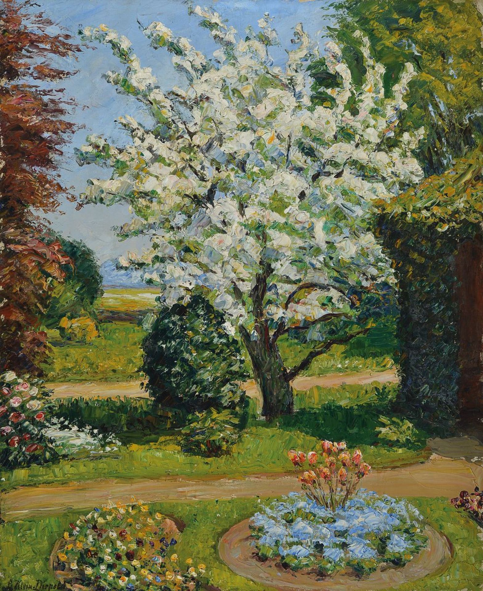 Leo Klein von Diepold, 1865-1944, Blühender Birnbaum, Öl/Lwd, links unten signiert, expressiver