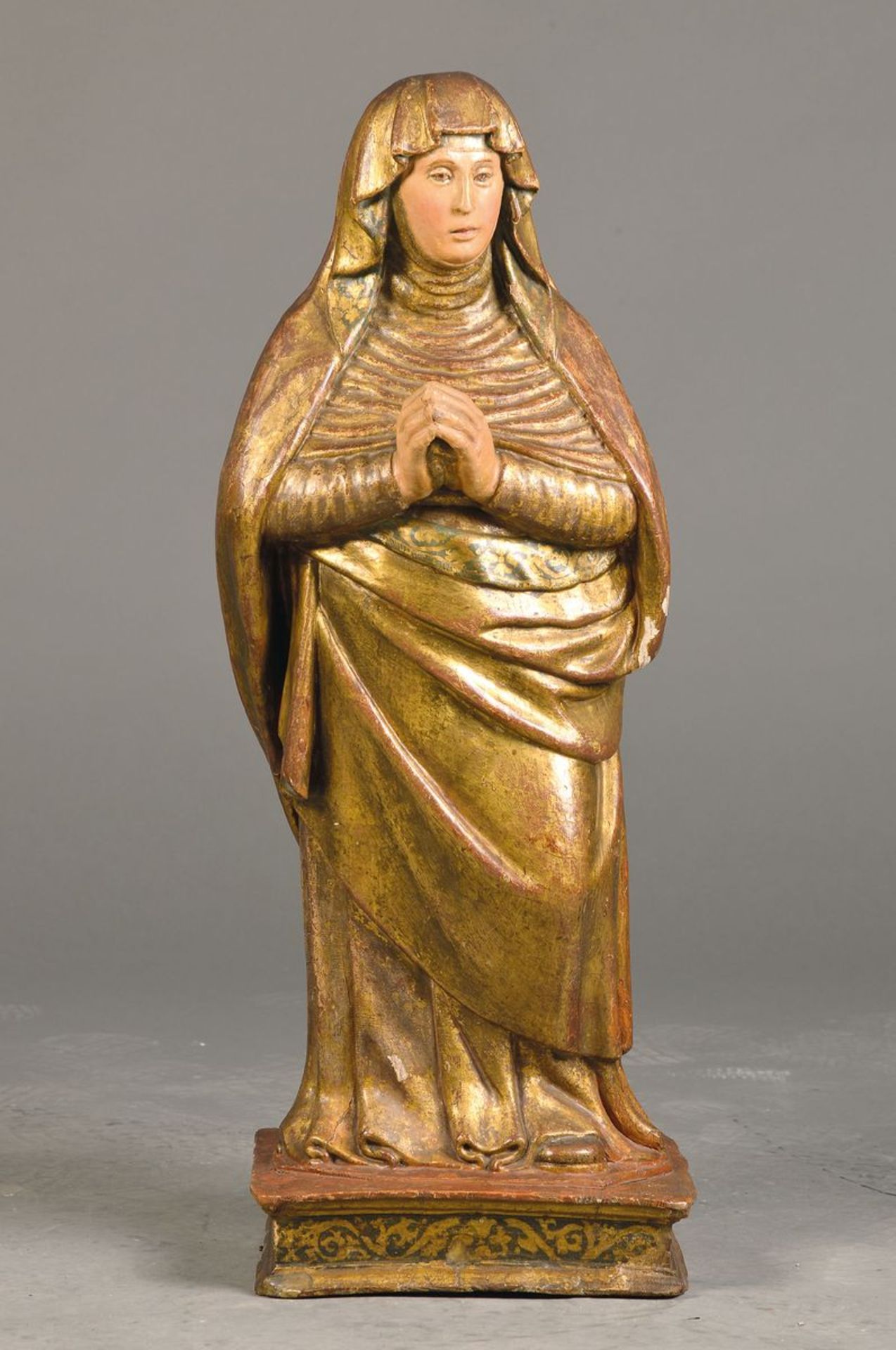 Heiligenfigur, wohl Böhmen oder Österreich, um 1580, Lindenholz, um 1820 komplett überschnitzt und