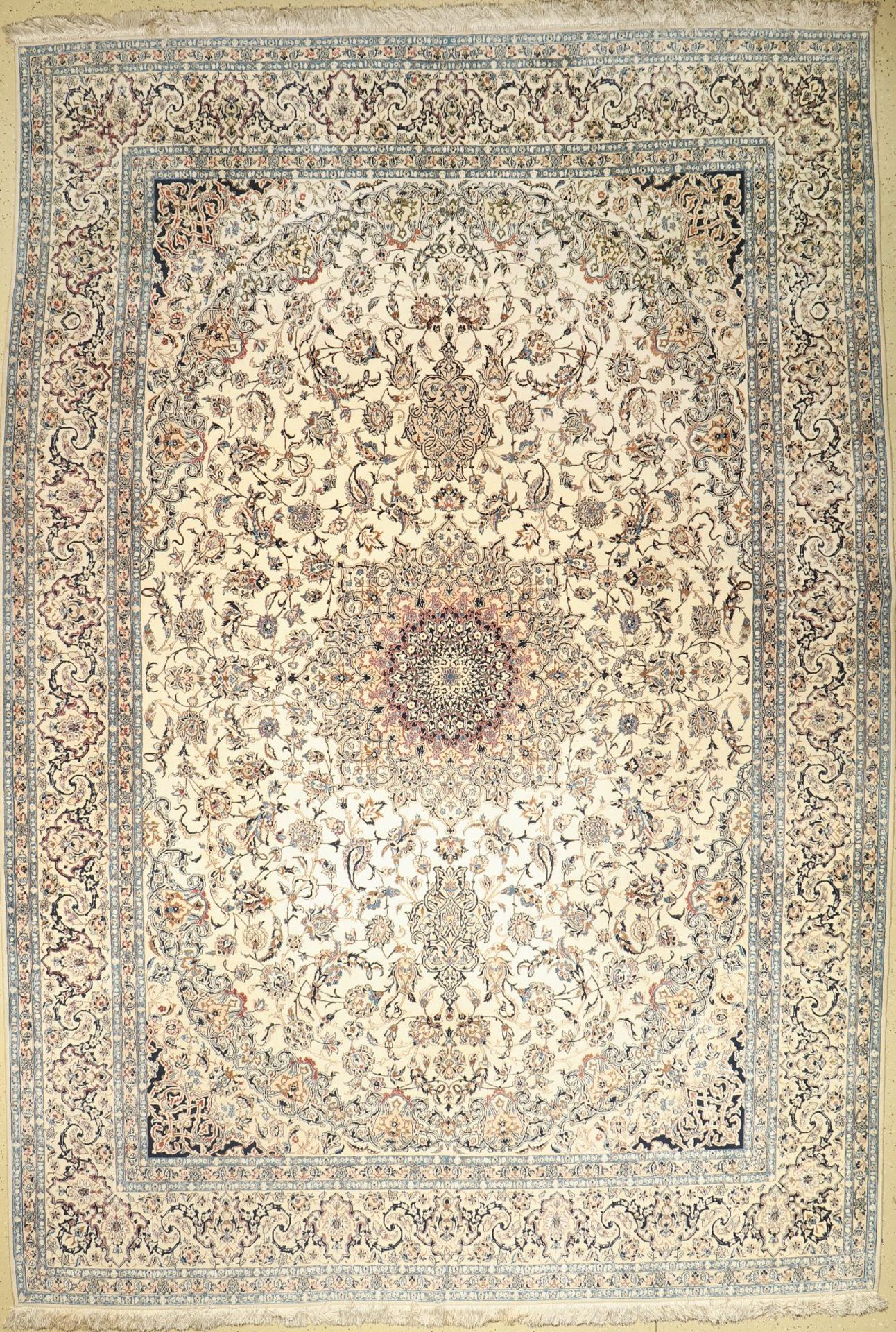 Nain fein (6LA), Persien, ca. 40 Jahre, Korkwolle mit und auf Seide, ca. 431 x 298 cm,EHZ: 2Nain