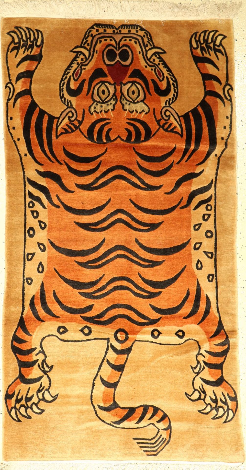 Tiger Teppich, Nepal, ca. 50 Jahre, Wolle auf Baumwolle, ca. 166 x 88 cm, EHZ: 2-3Tiger rug,