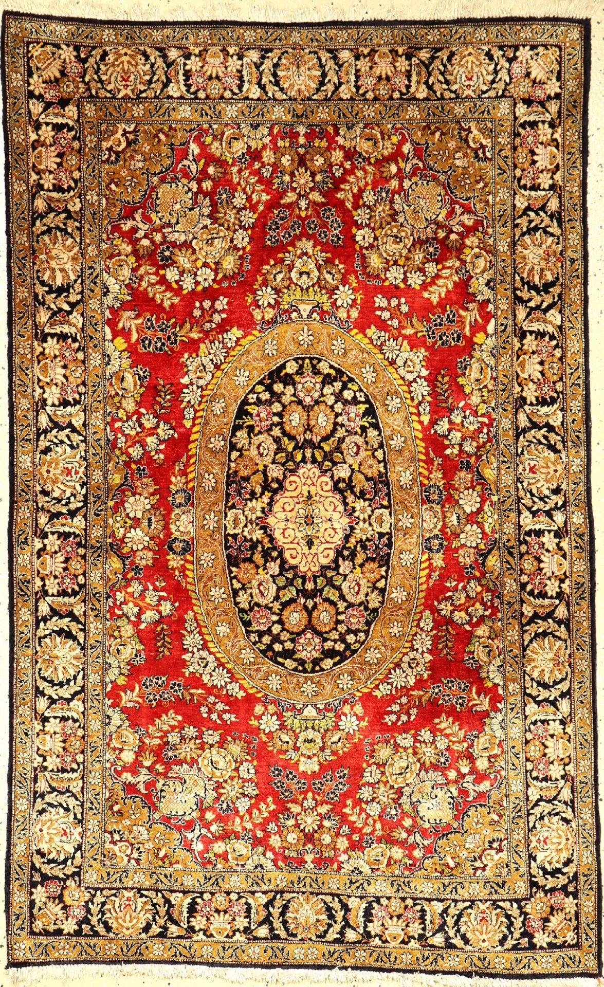 Seiden Ghom alt, Persien, ca. 40 Jahre, reine Naturseide, ca. 166 x 104 cm, EHZ: 2Silk Qum rug