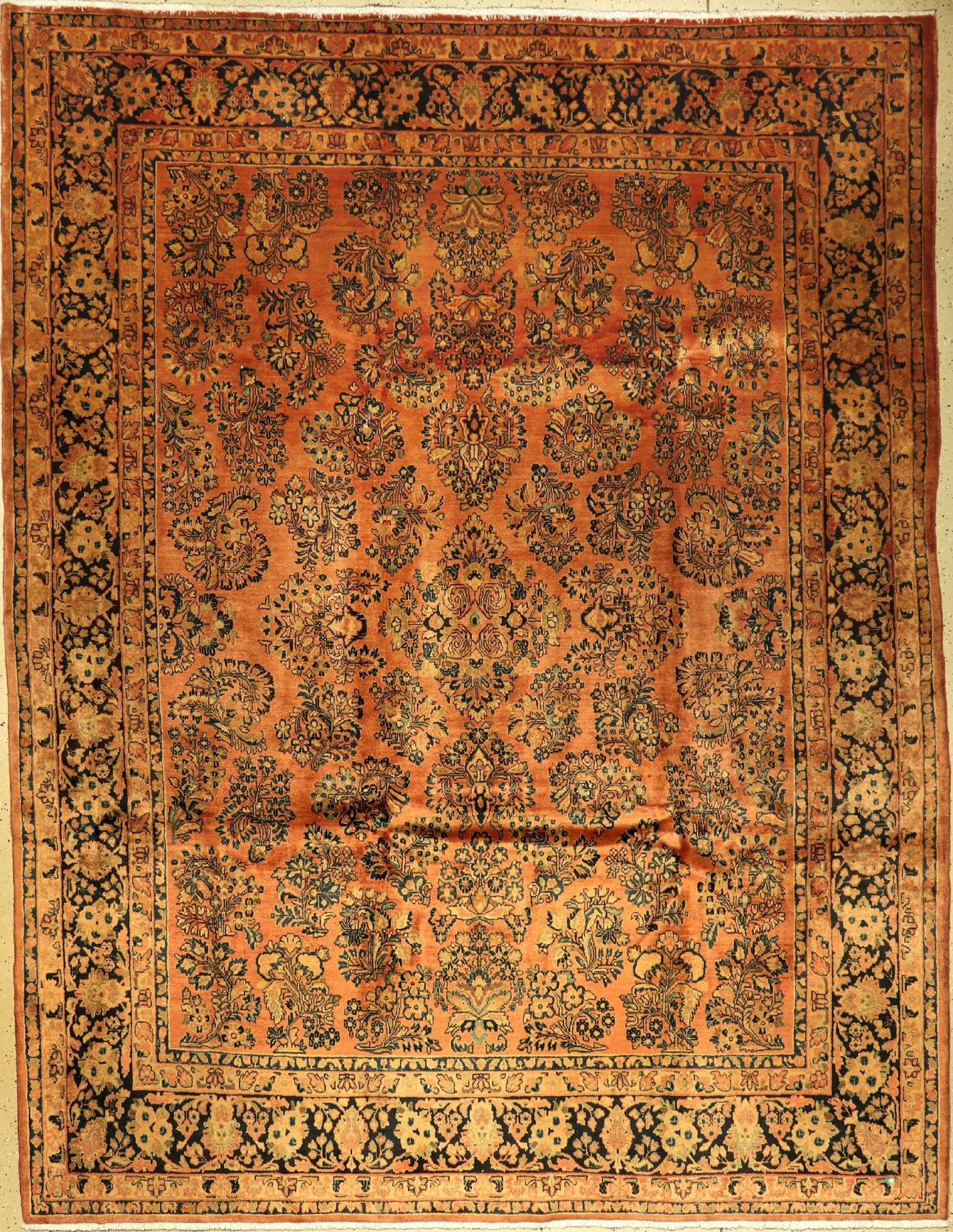 Sarogh alt (Antique-Washed), Persien, ca. 60 Jahre, Korkwolle, ca. 348 x 270 cm, EHZ: 3 einige Risse