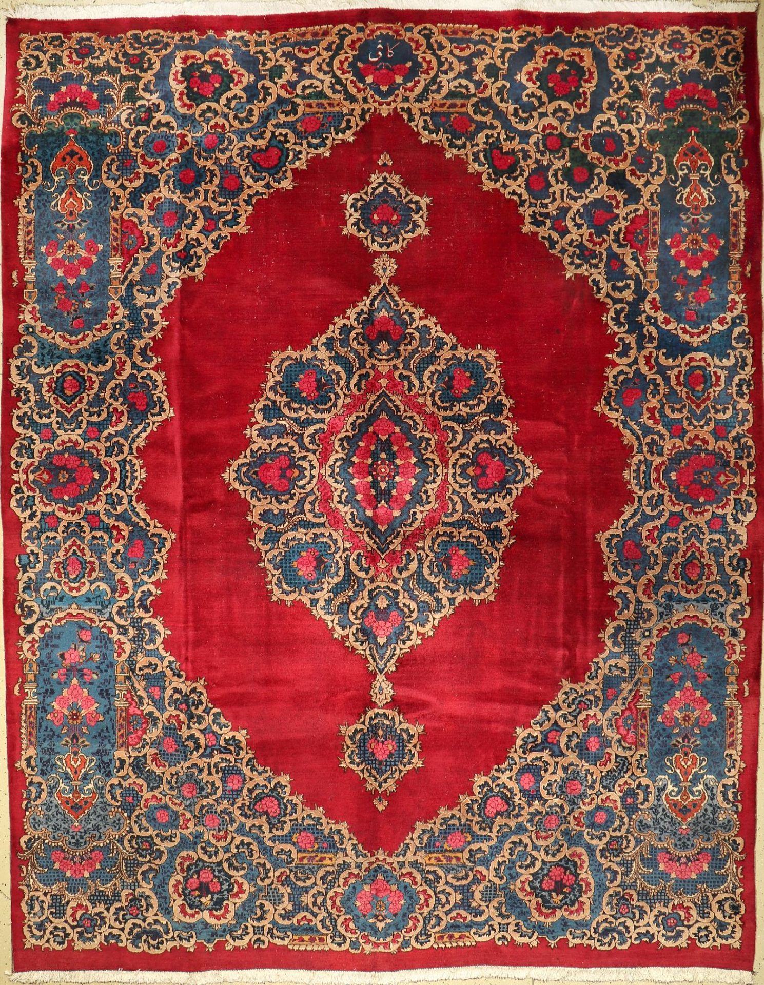Mesched "Kafi" alt Signiert, Persien, um 1950, Wolle auf Baumwolle, ca. 410 x 305 cm, EHZ: