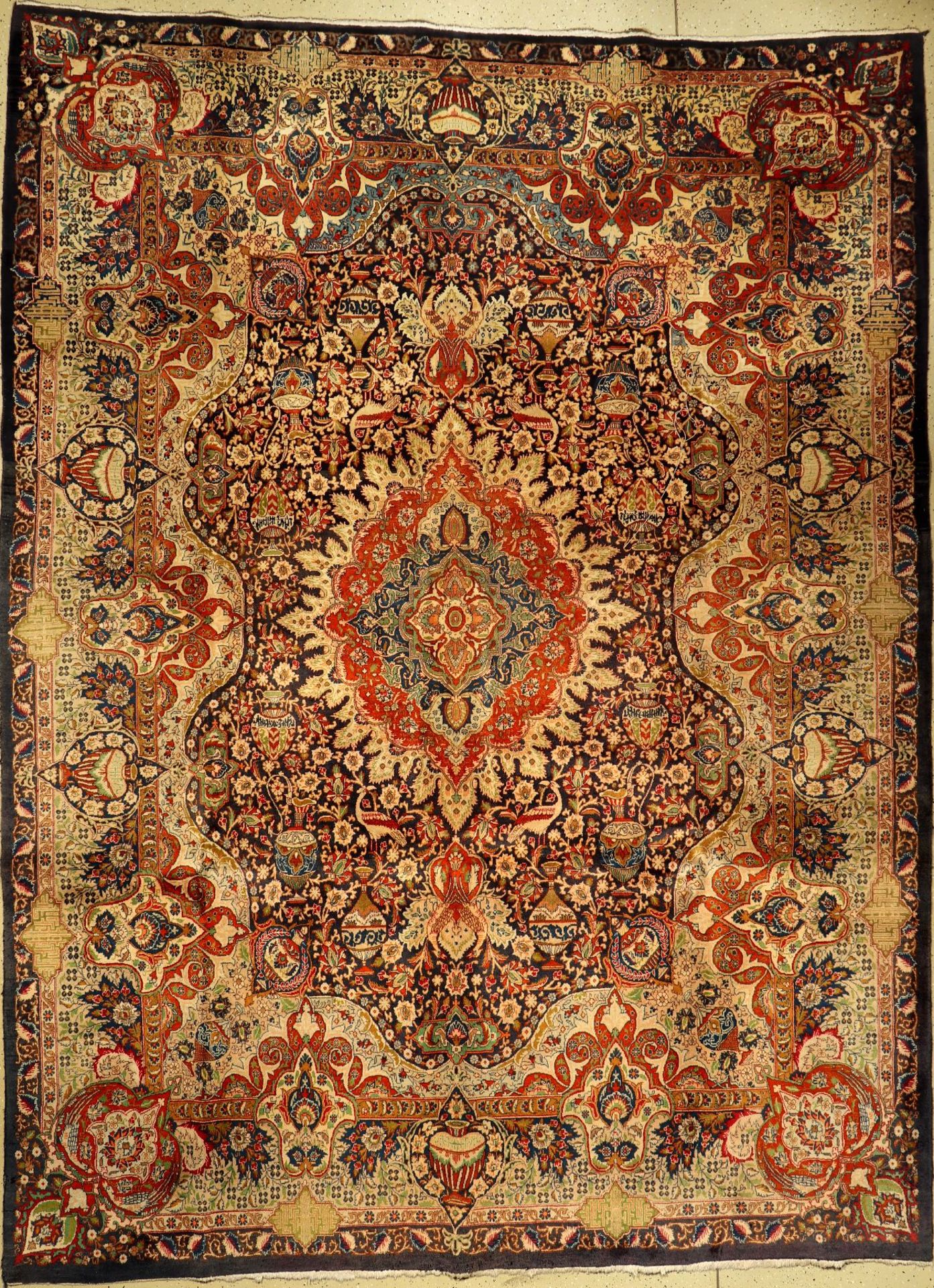 Kashmar alt, Persien, ca. 60 Jahre, Wolle auf Baumwolle, ca. 410 x 300 cm, EHZ: 3Kashmar carpet old,