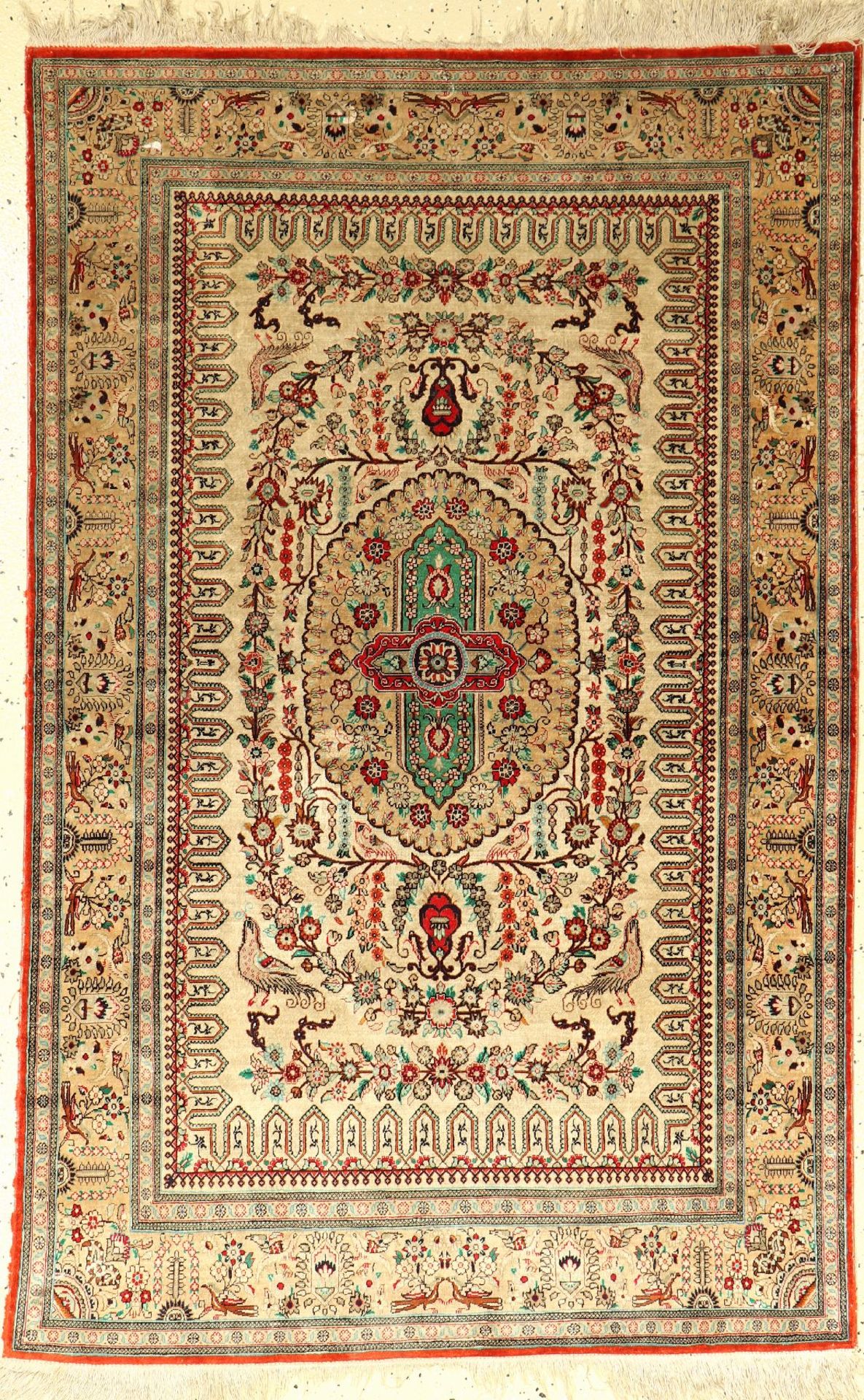 Ghom Seide, Persien, ca. 50 Jahre, reine Naturseide, ca. 160 x 102 cm, EHZ: 4Qum silk rug, Persia,